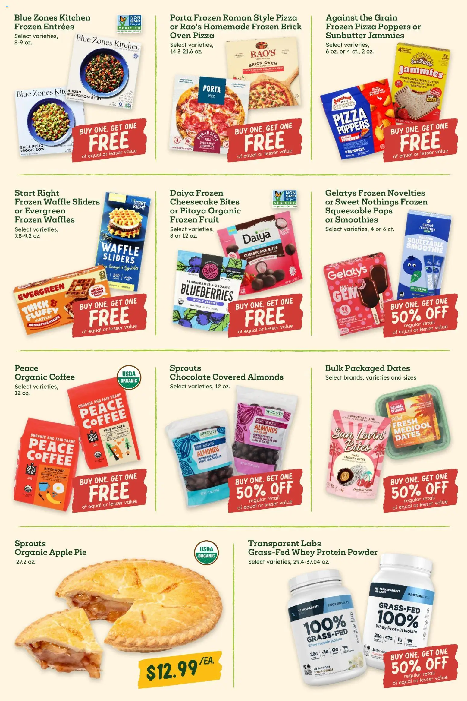 Sprouts Weekly Ad - valid from 09/02/2026 | Page: 8 | Products: Almonds, Milk, Blueberries, Frozen pizza