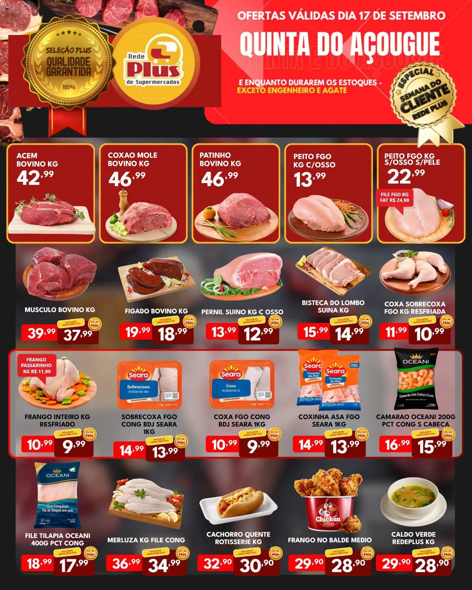 Rede Plus Supermercados Folheto - válido de 17/09/2026 | Página: 1 | Produtos: Acém, Pernil, Peixe, Frango