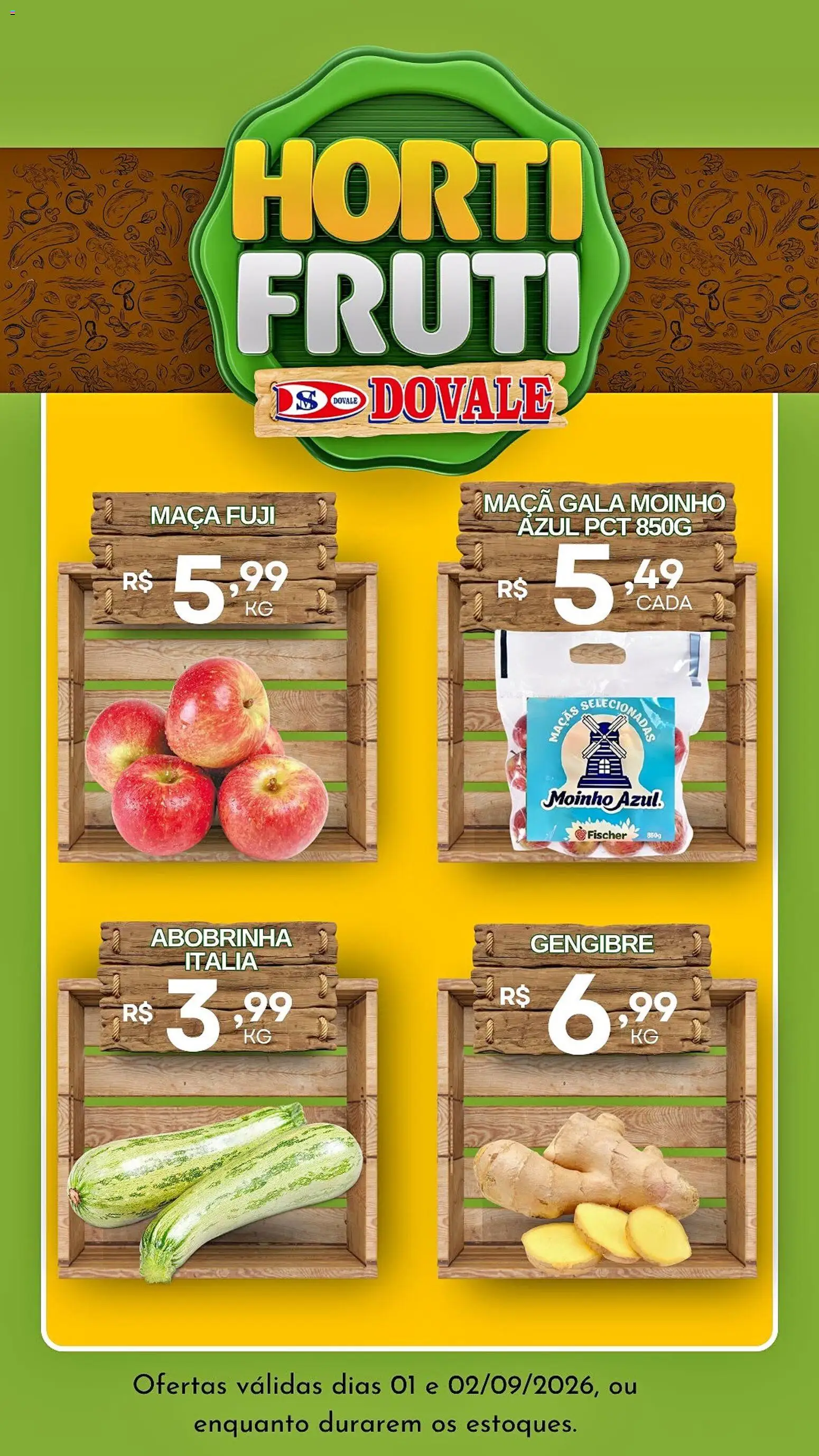 Dovale Folheto - válido de 01/09/2026 | Página: 3 | Produtos: Abobrinha, Gengibre, Maçãs