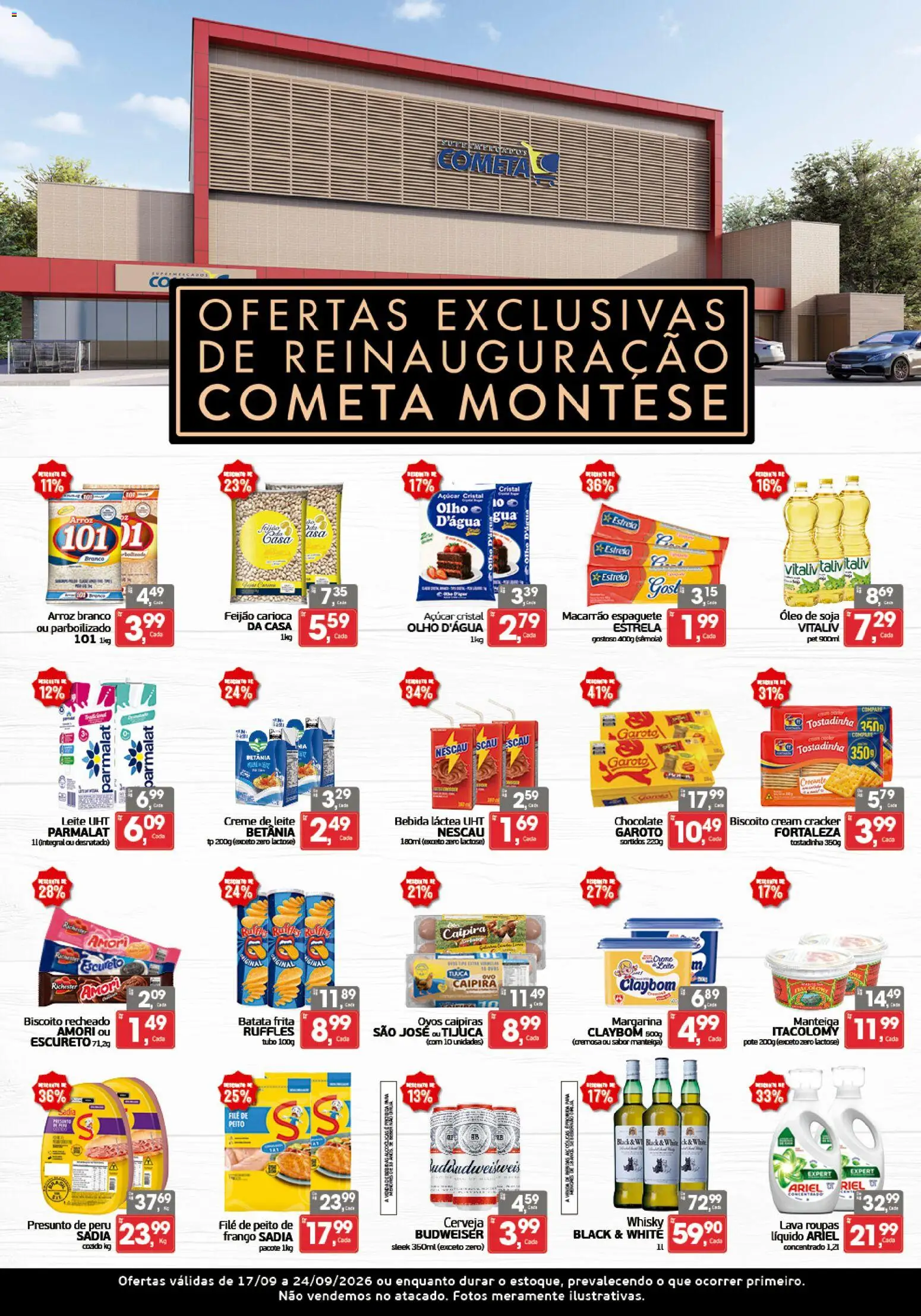 Cometa Supermercados Folheto - válido de 17/09/2026 | Página: 1 | Produtos: Leite, Creme de leite, Biscoito recheado, Margarina