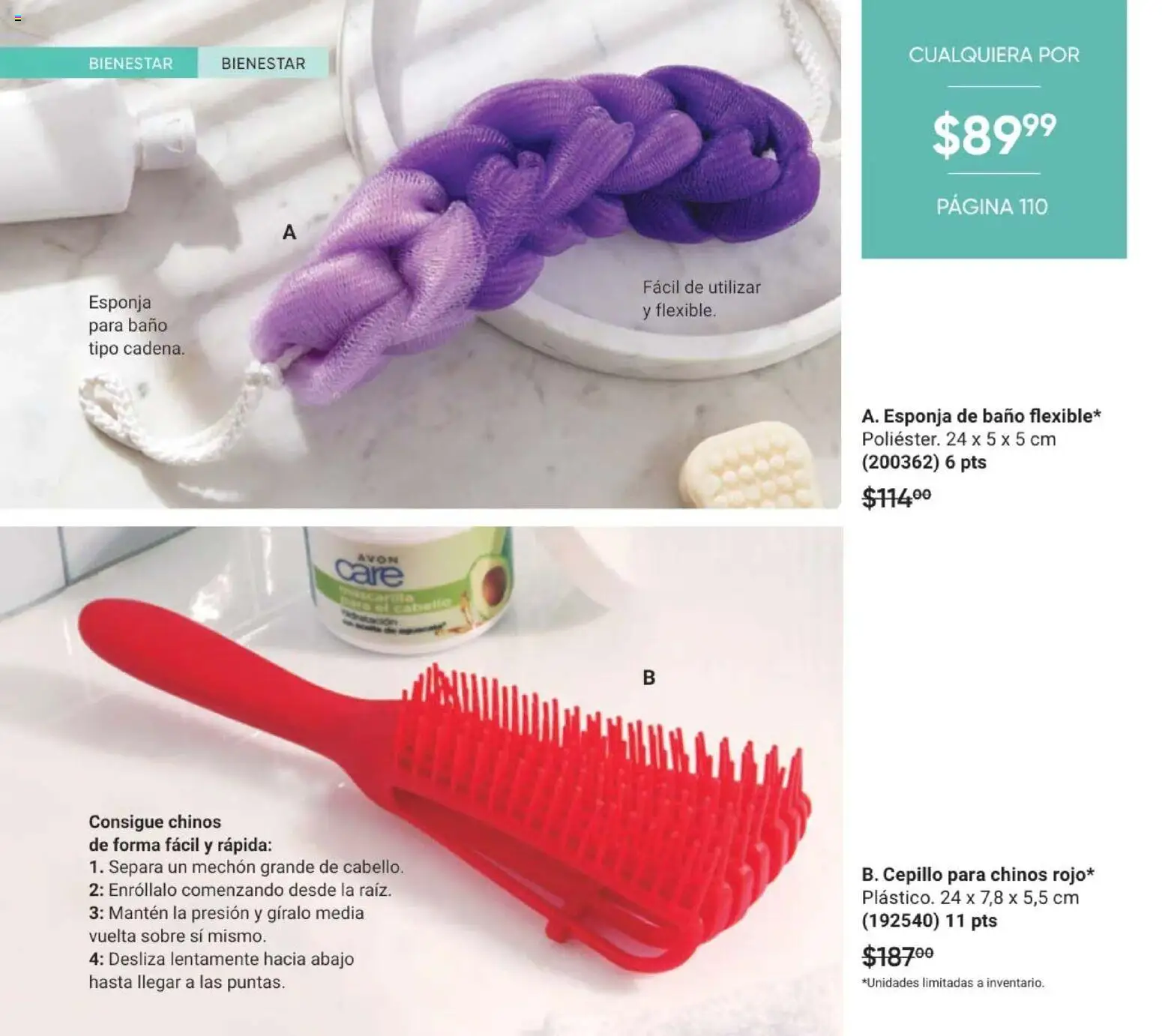 Nuevas ofertas de AVON válidas en toda la República Mexicana desde el 11/09/2026. ¡Encuentra las mejores ofertas en AVON Casa & Estilo 14 2026! | Página: 108 | Productos: Cepillo, Esponja, Baño, Sobre