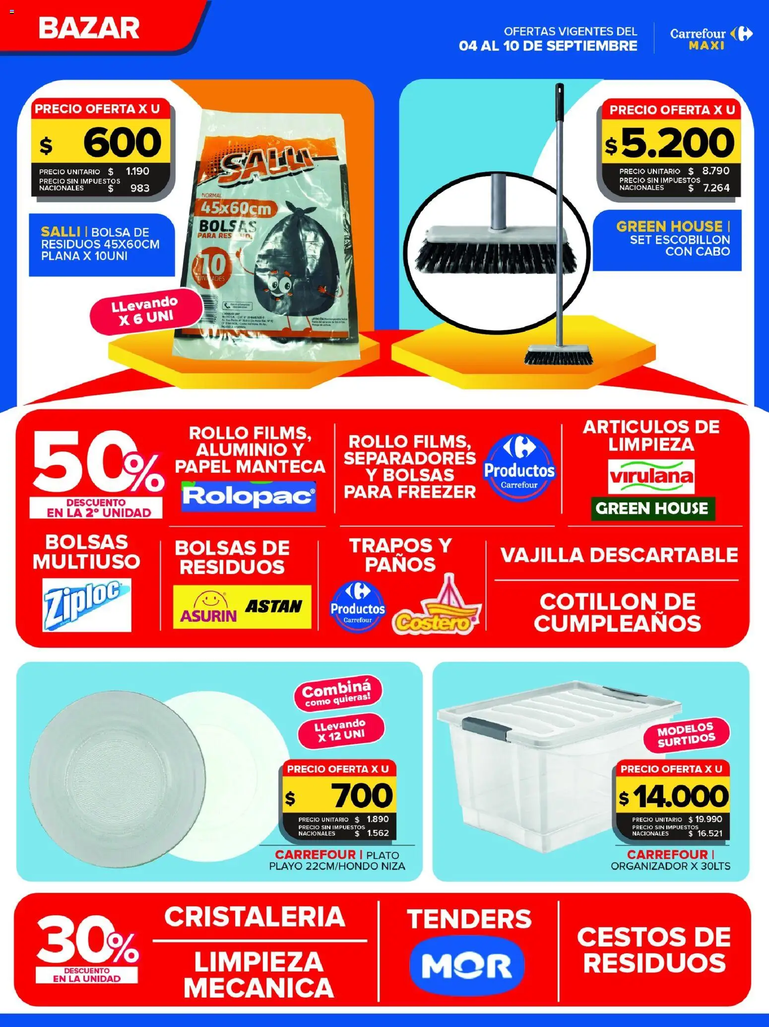 Carrefour Maxi catálogo │ válido desde el 04/09/2026 | Página: 12 | Productos: Organizador, Freezer, Escobillon, Papel manteca