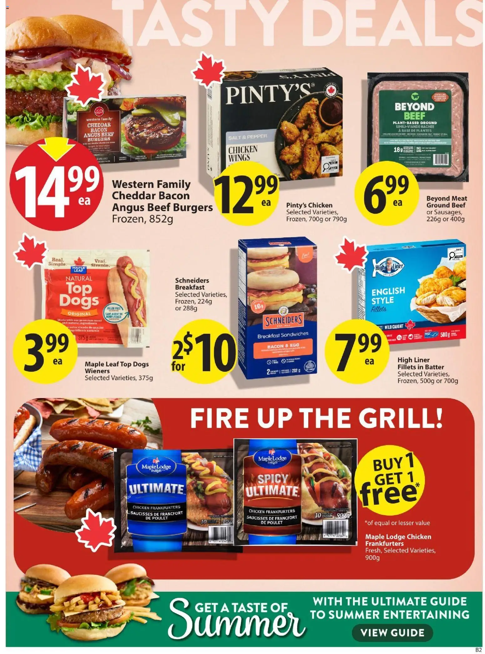 Save on foods flyer valid from Jul 23, 2026 | Page: 9 | Products: Burgers, Meat, Cheddar, Ingredients