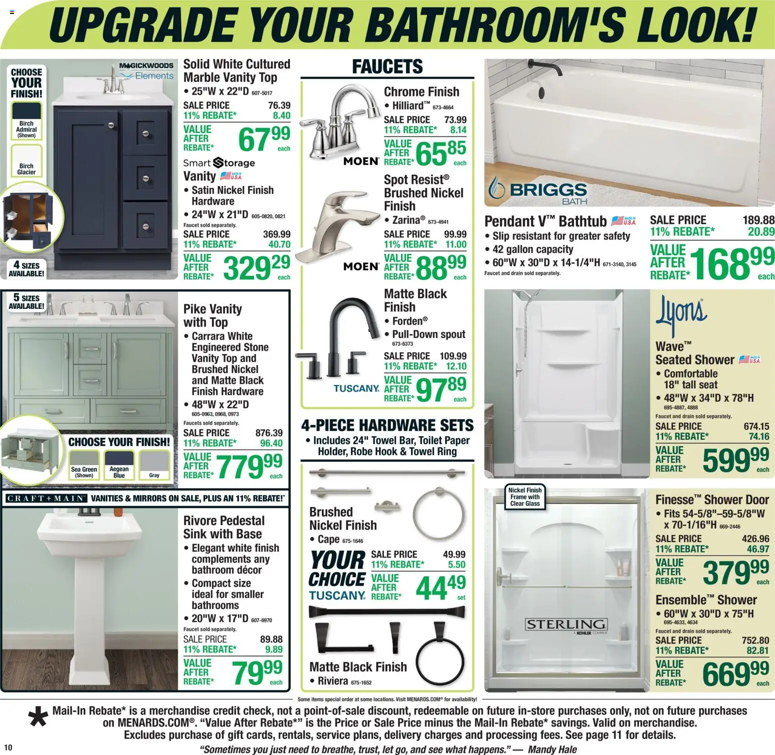 Menards Weekly Ad - valid from 04.03.2026 | Page: 14 | Products: Shower, Ring, Shower Door, Bathtub