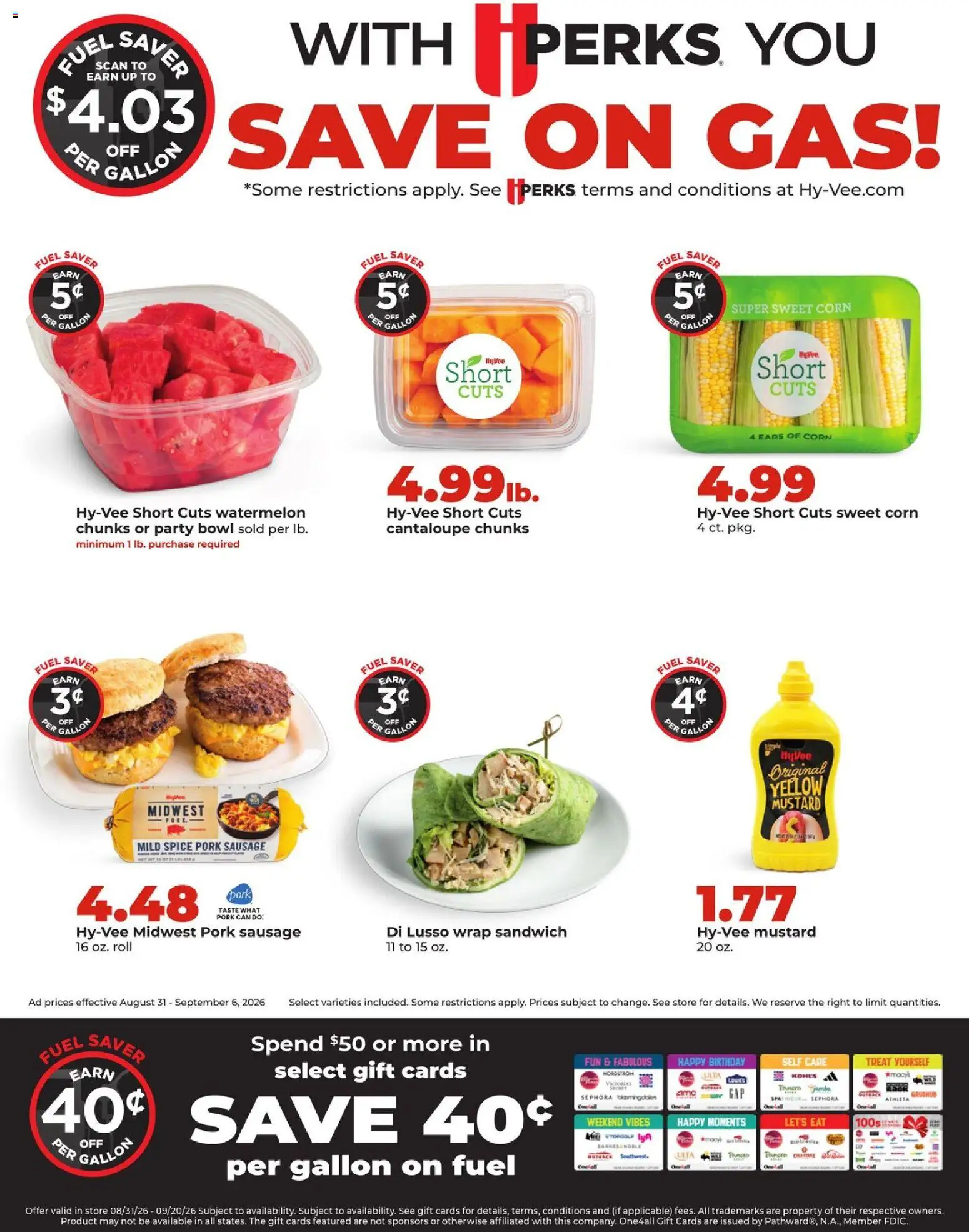 HyVee Weekly Ad - valid from 08/31/2026 | Page: 13 | Products: Pork, Mustard, Sausage, Watermelon