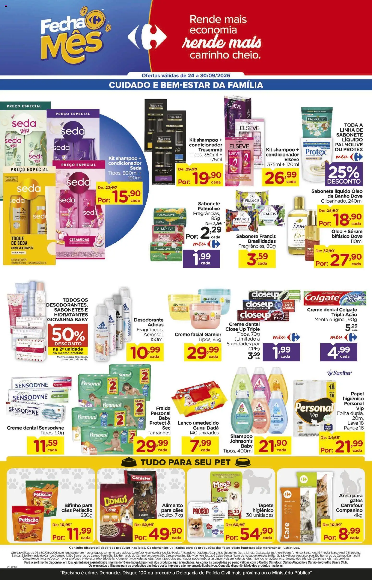 Carrefour Folheto - válido de 24/09/2026 | Página: 8 | Produtos: Shampoo, Carrinho, Sérum, Sabonete líquido