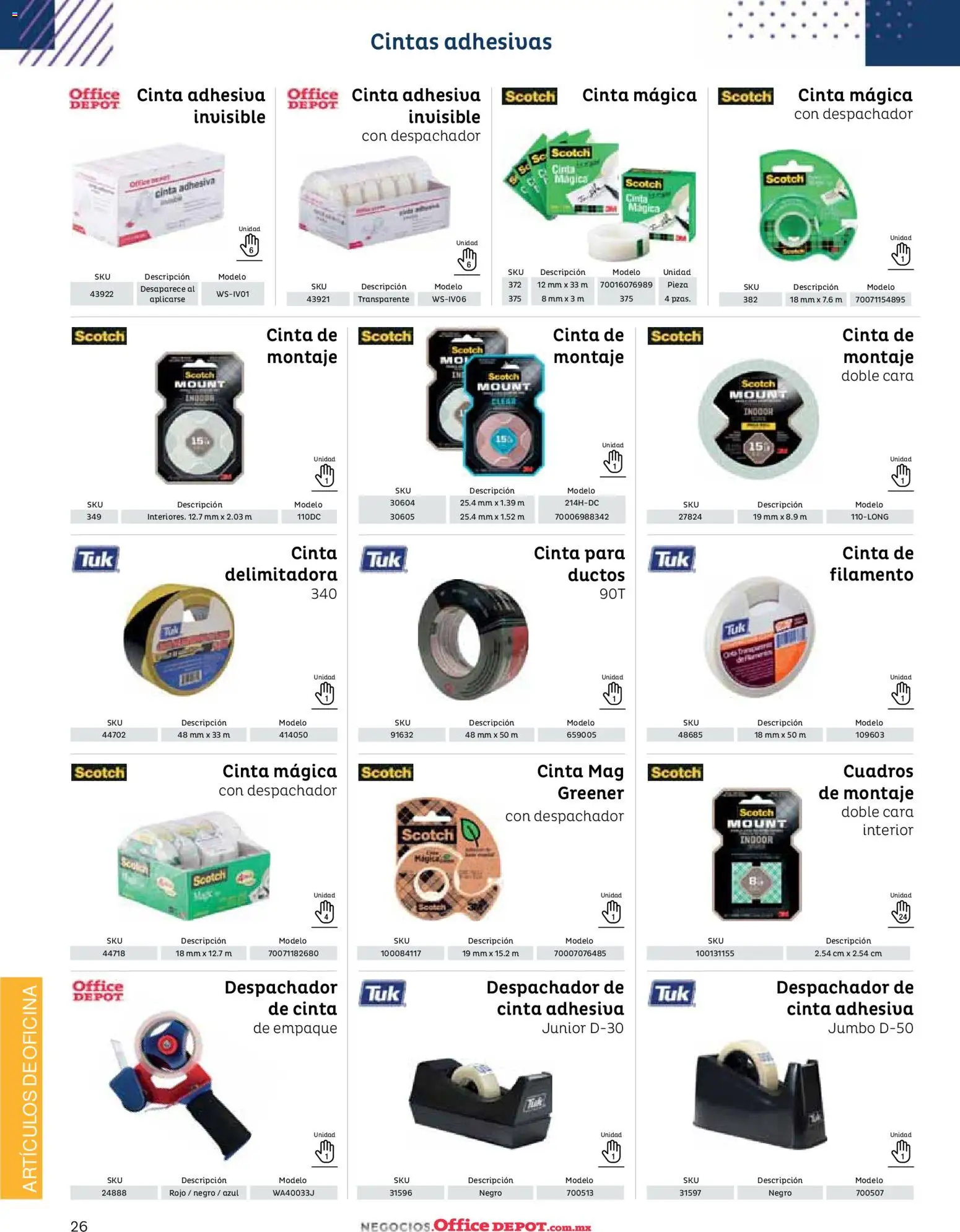 Nuevas ofertas de Office Depot válidas en toda la República Mexicana desde el 12/01/2026. ¡Encuentra las mejores ofertas en Office Depot catálogo 2026! | Página: 28 | Productos: Cinta