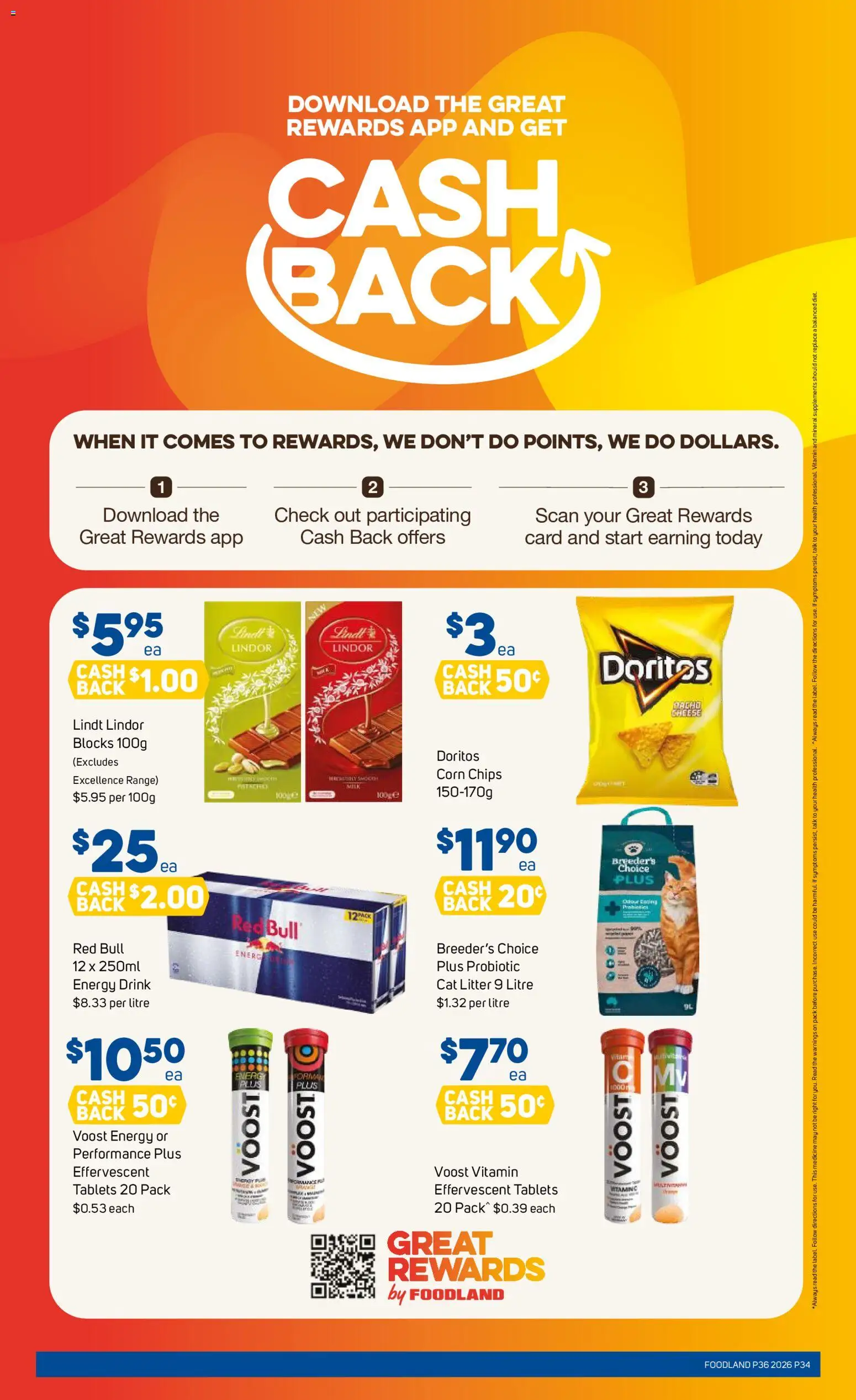 Foodland catalogue - valid from 02/09/2026 | Page: 34 | Products: Chips, Red Bull, Lindor, Tablets