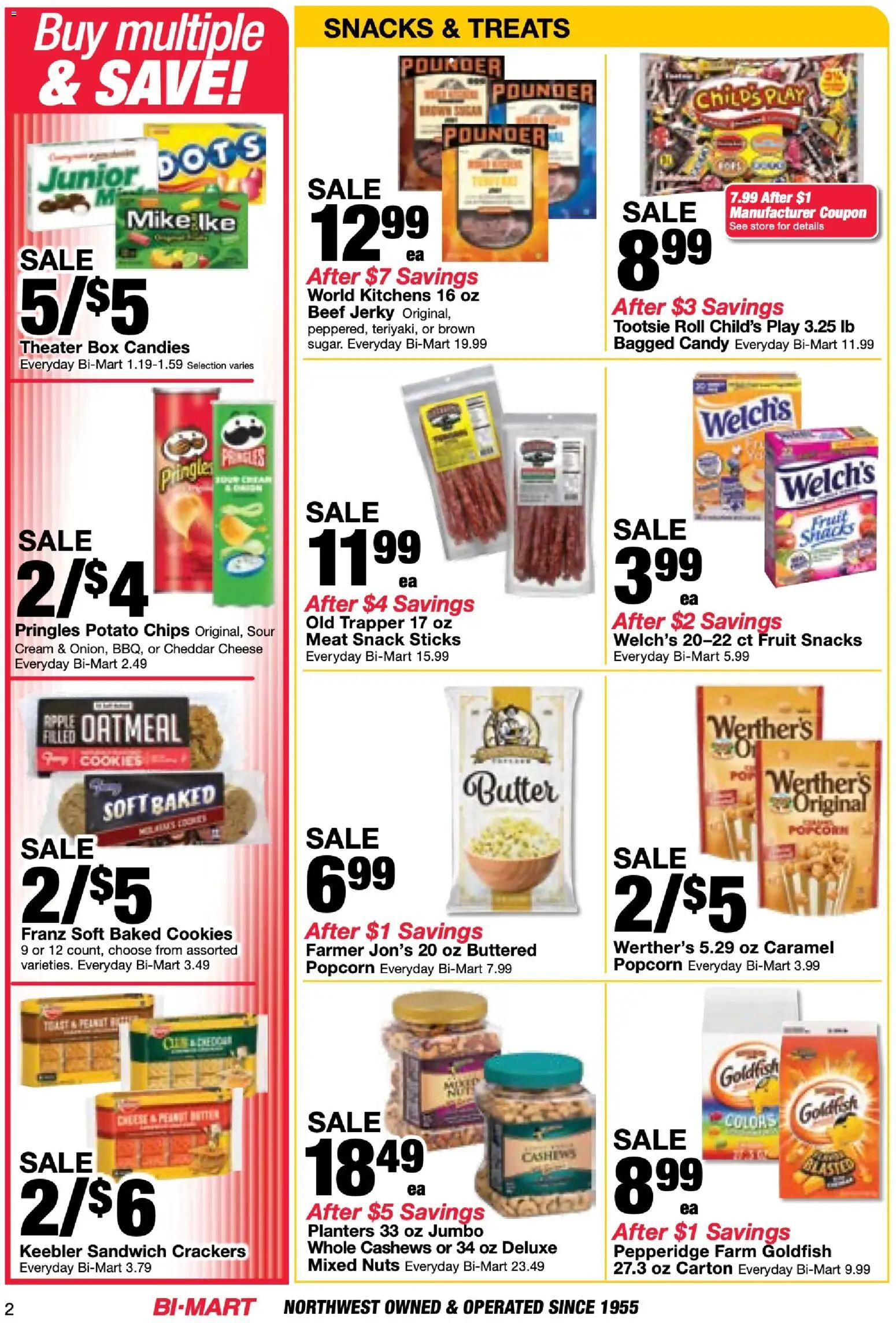 Bi-Mart Membership Savings Book - valid from 07/28/2026 | Page: 2 | Products: Butter, Beef, Candies, Cream