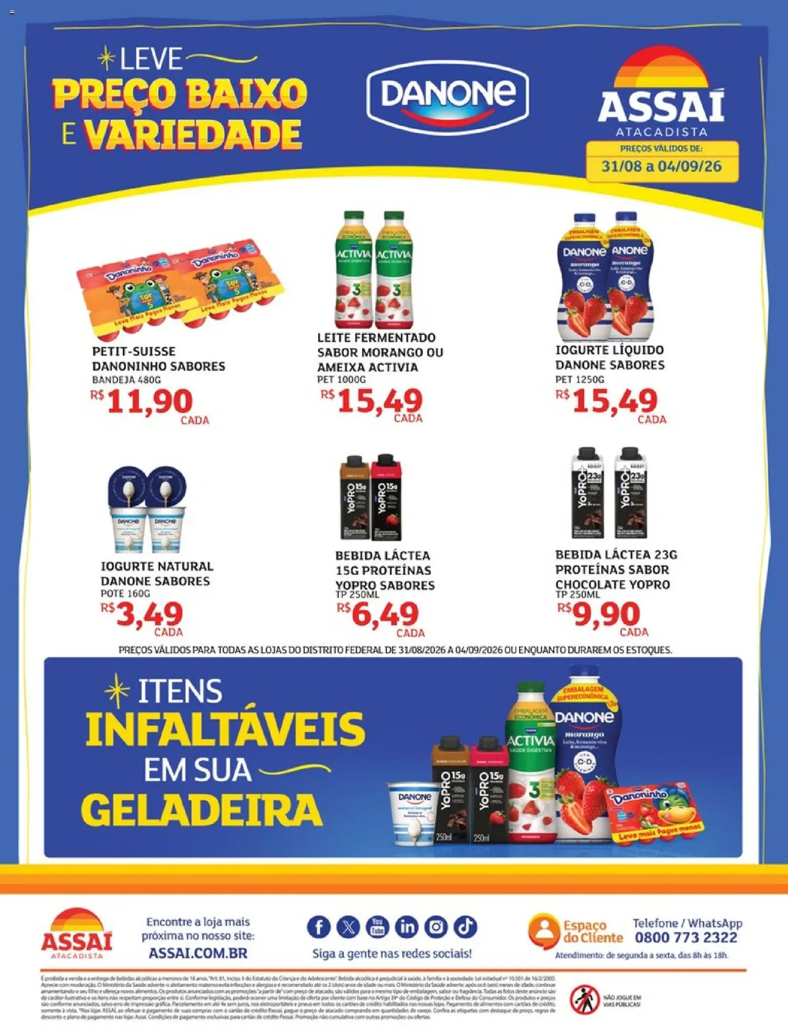 Assaí Atacadista Folheto - válido de 31/08/2026 | Página: 1 | Produtos: Leite, Iogurte, Bandeja, Leite fermentado
