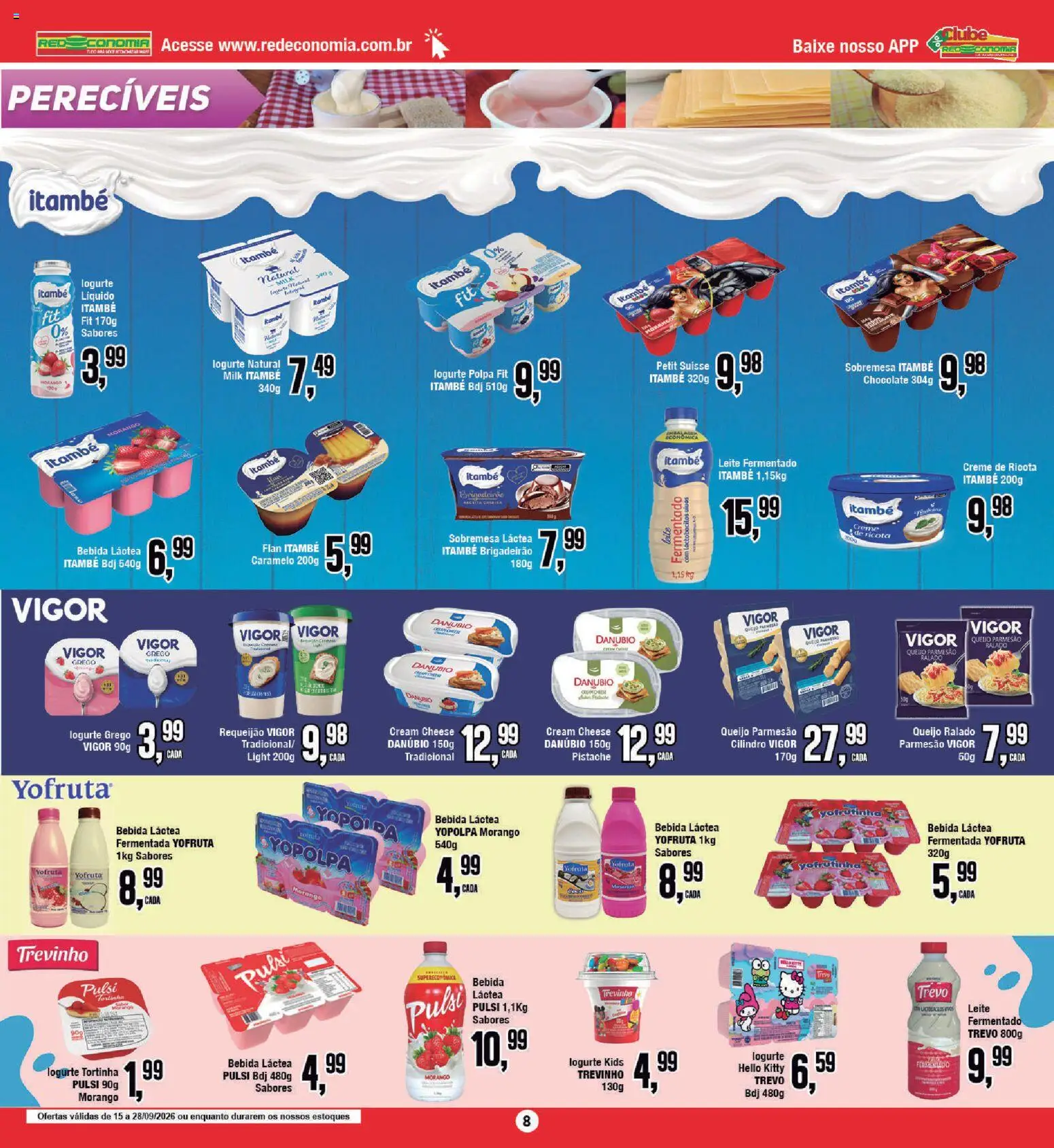 RedEconomia Folheto - válido de 14/09/2026 | Página: 8 | Produtos: Queijo, Ricota, Requeijão, Leite fermentado