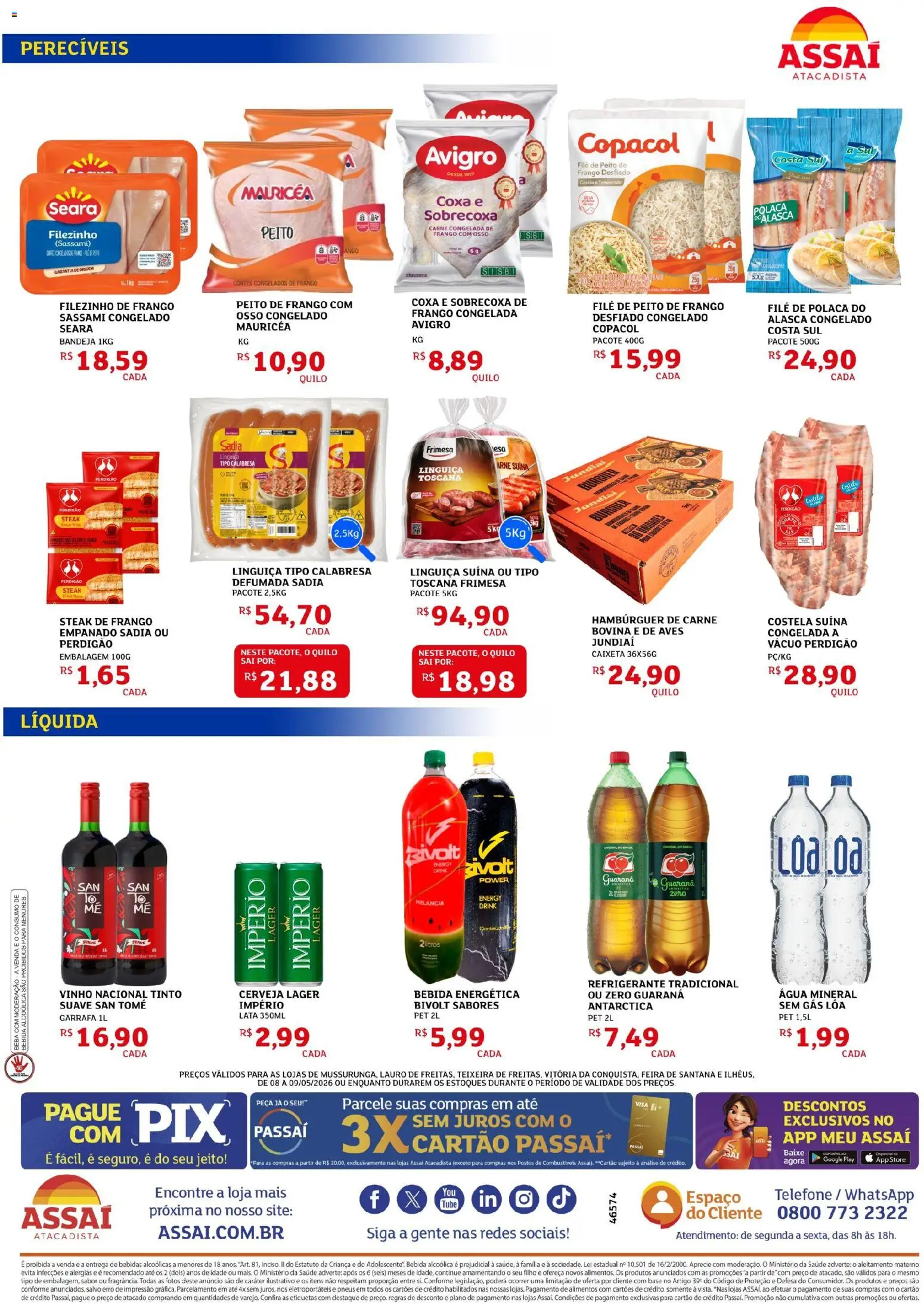 Assaí Atacadista Folheto - válido de 08.05.2026 | Página: 2 | Produtos: Cerveja, Hambúrguer, Bebida, Bandeja