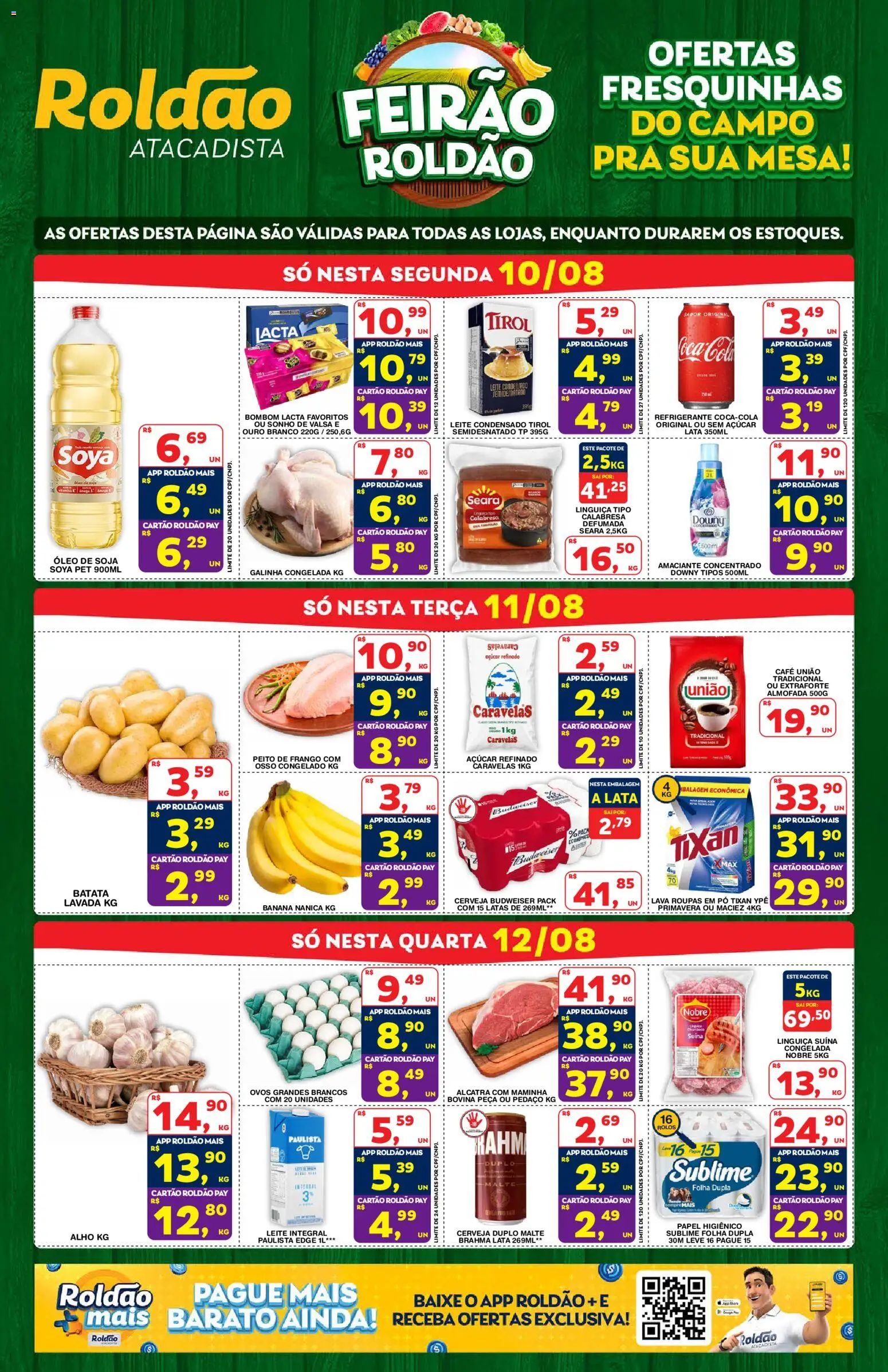 Roldão Folheto - válido de 10/08/2026 | Página: 1 | Produtos: Leite integral, Sonho, Almofada, Ovos