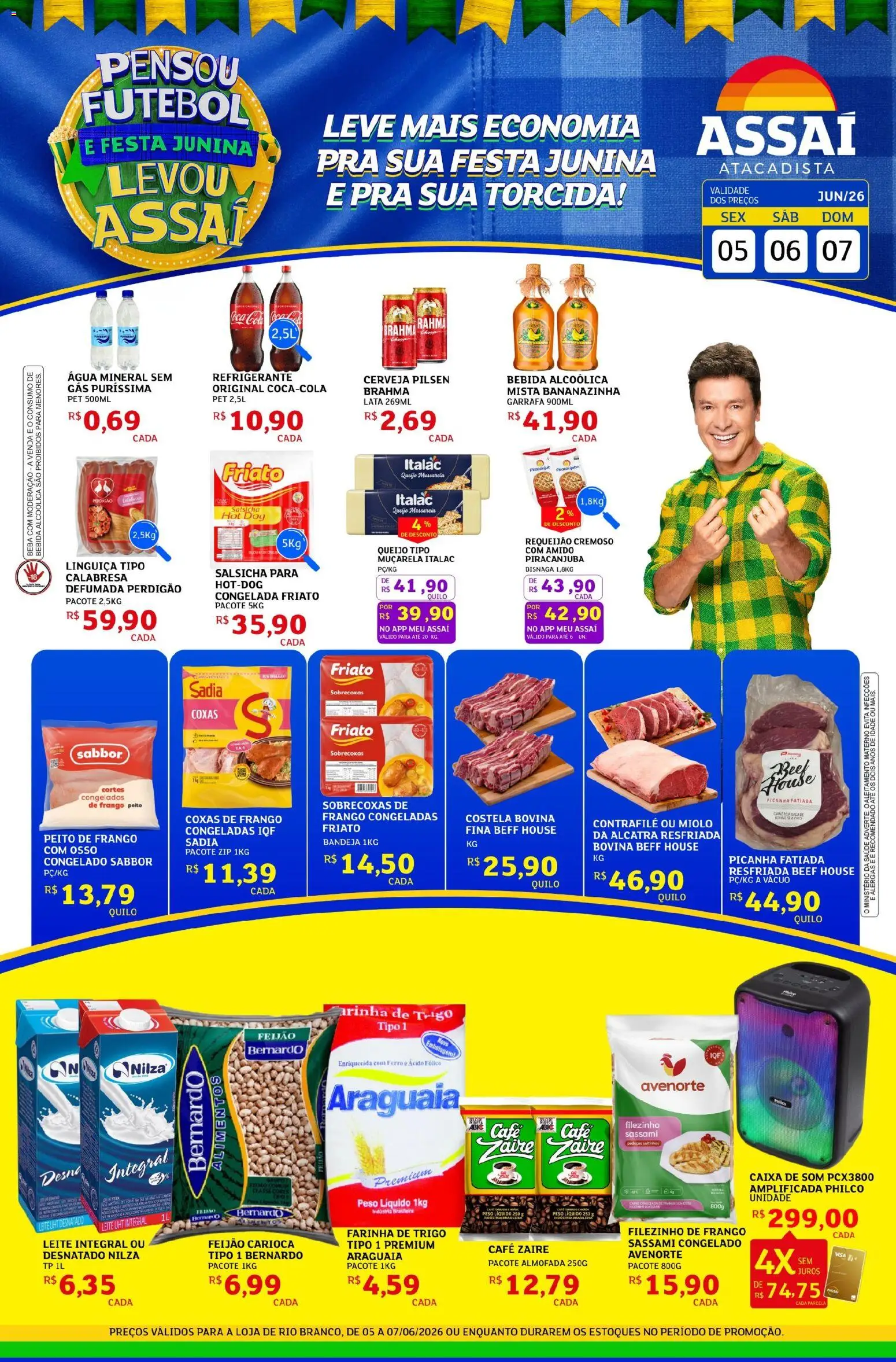 Assaí Atacadista Folheto - válido de 05.06.2026 | Página: 1 | Produtos: Muçarela, Bebida, Bandeja, Mussarela