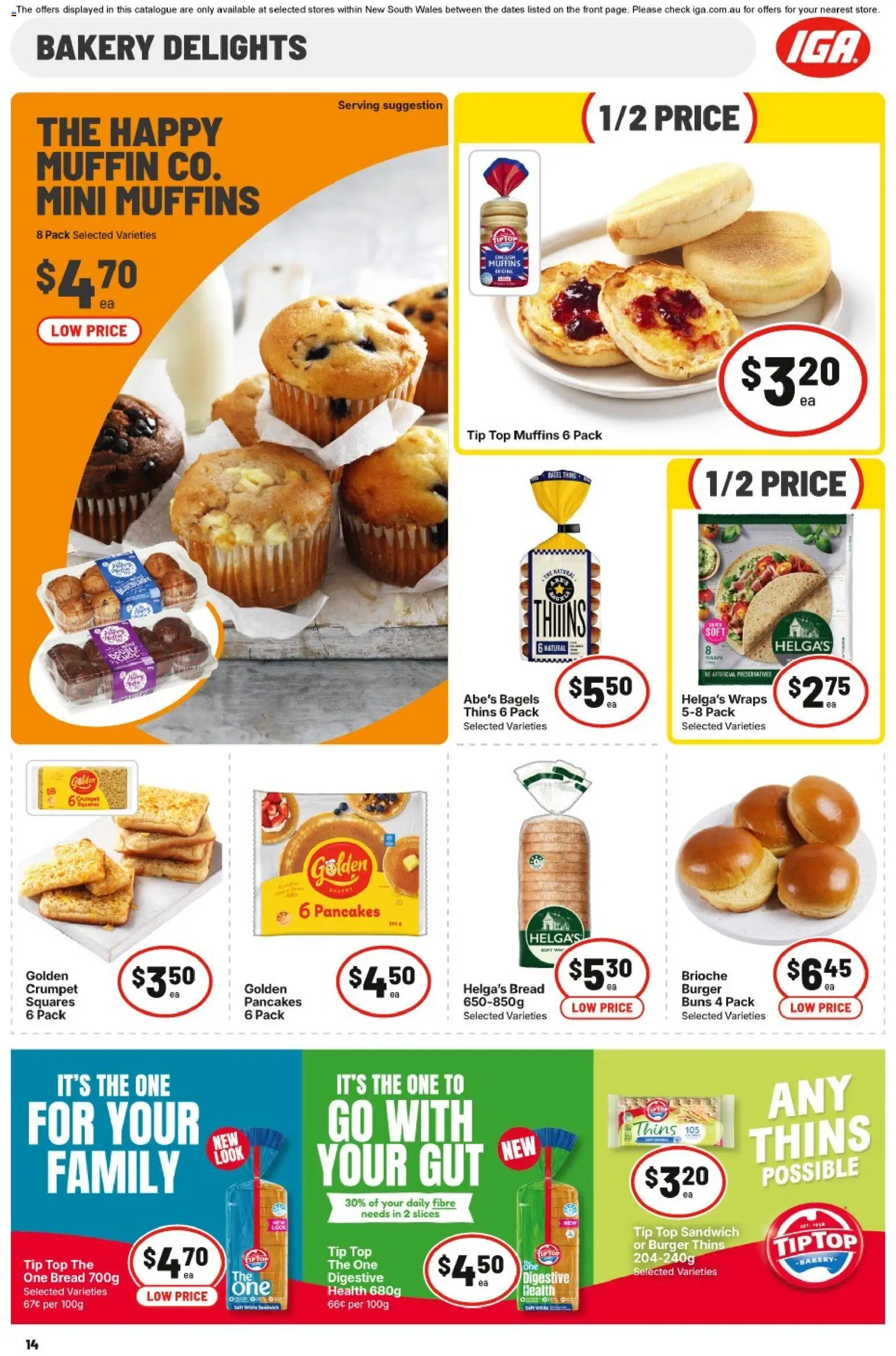 IGA catalogue - valid from 08/07/2026 | Page: 14 | Products: Bagels, Bread, Muffins, Bakery