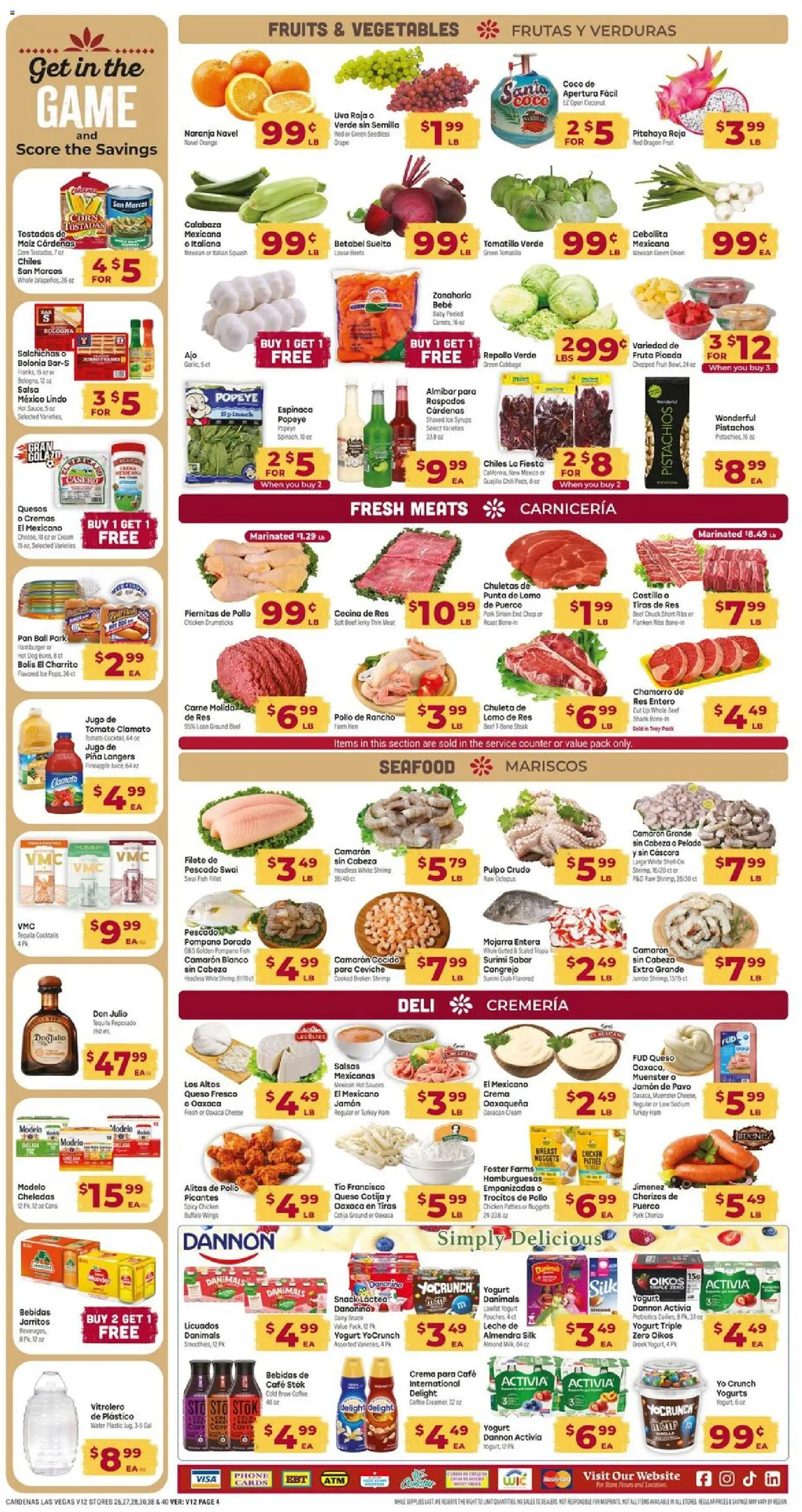 Cardenas Weekly Ad - NV - valid from 10.06.2026 | Page: 4 | Products: Squash, Yogurt, Fish, Pineapple
