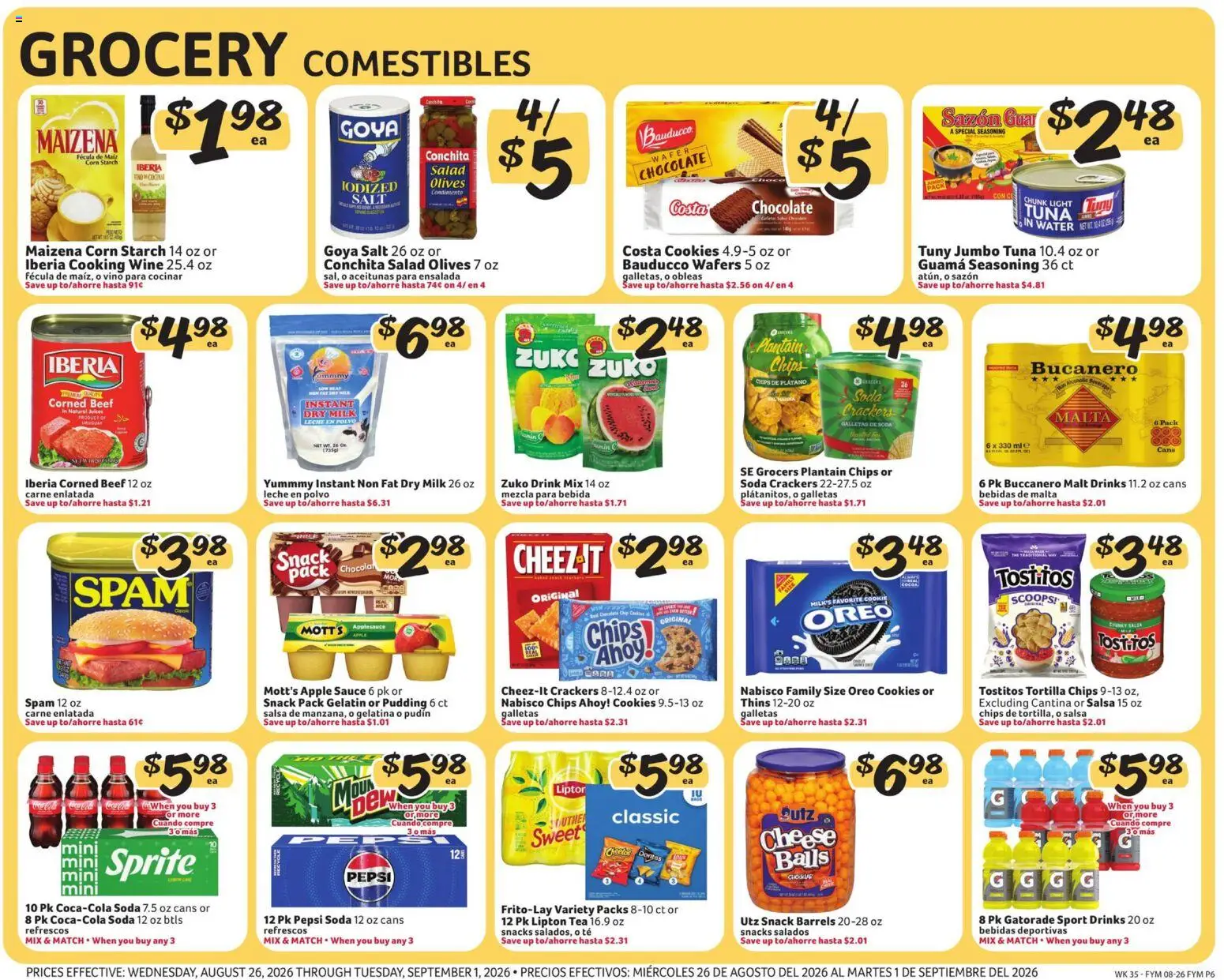 Fresco y Más Weekly Ad - valid from 08/26/2026 | Page: 6 | Products: Cheese, Wafers, Cookies, Snacks