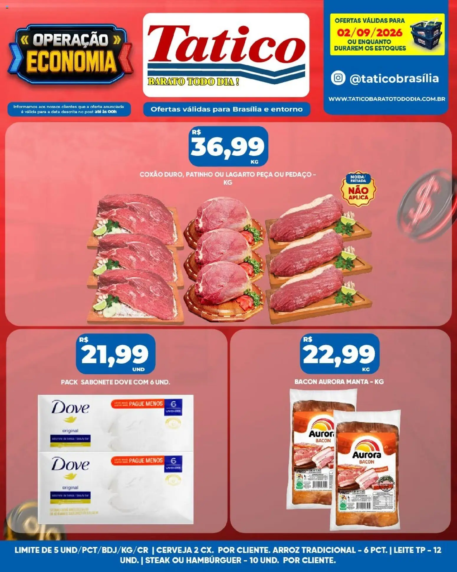Tatico Folheto - válido de 02/09/2026 | Página: 13 | Produtos: Leite, Hambúrguer, Sabonete, Dove