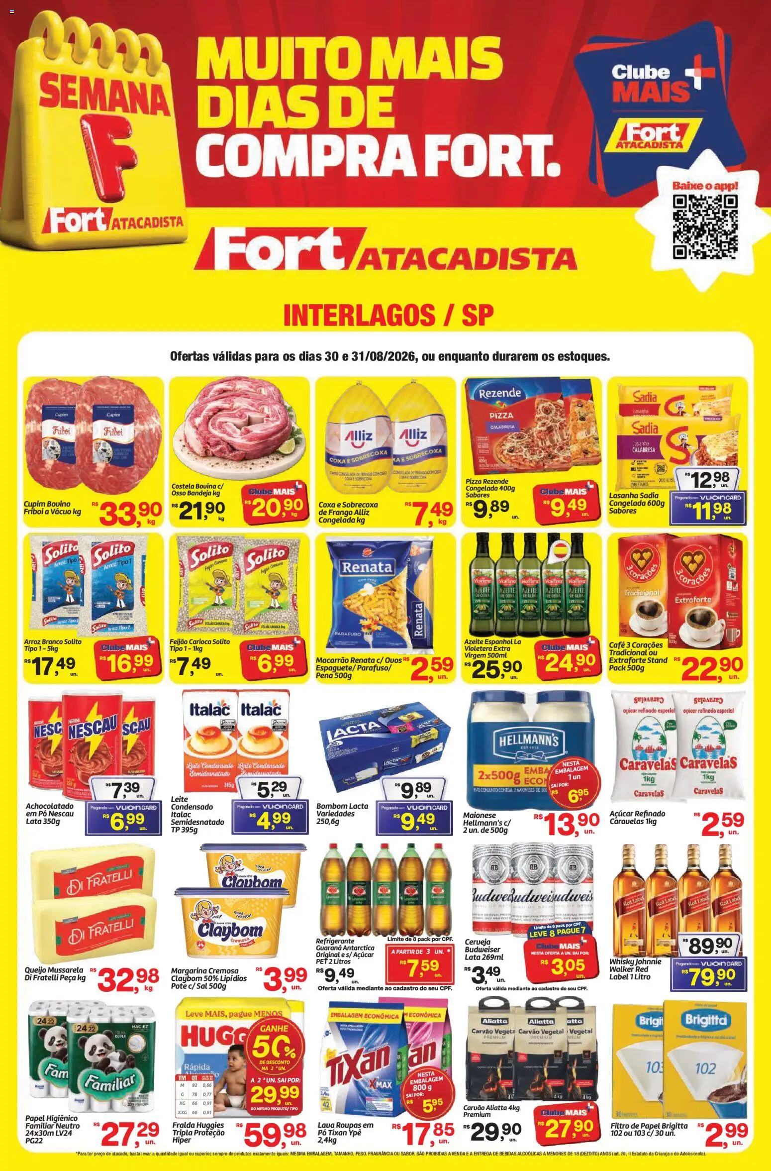 Fort Atacadista Folheto - válido de 30/08/2026 | Página: 1 | Produtos: Pizza, Roupas, Açúcar, Frango