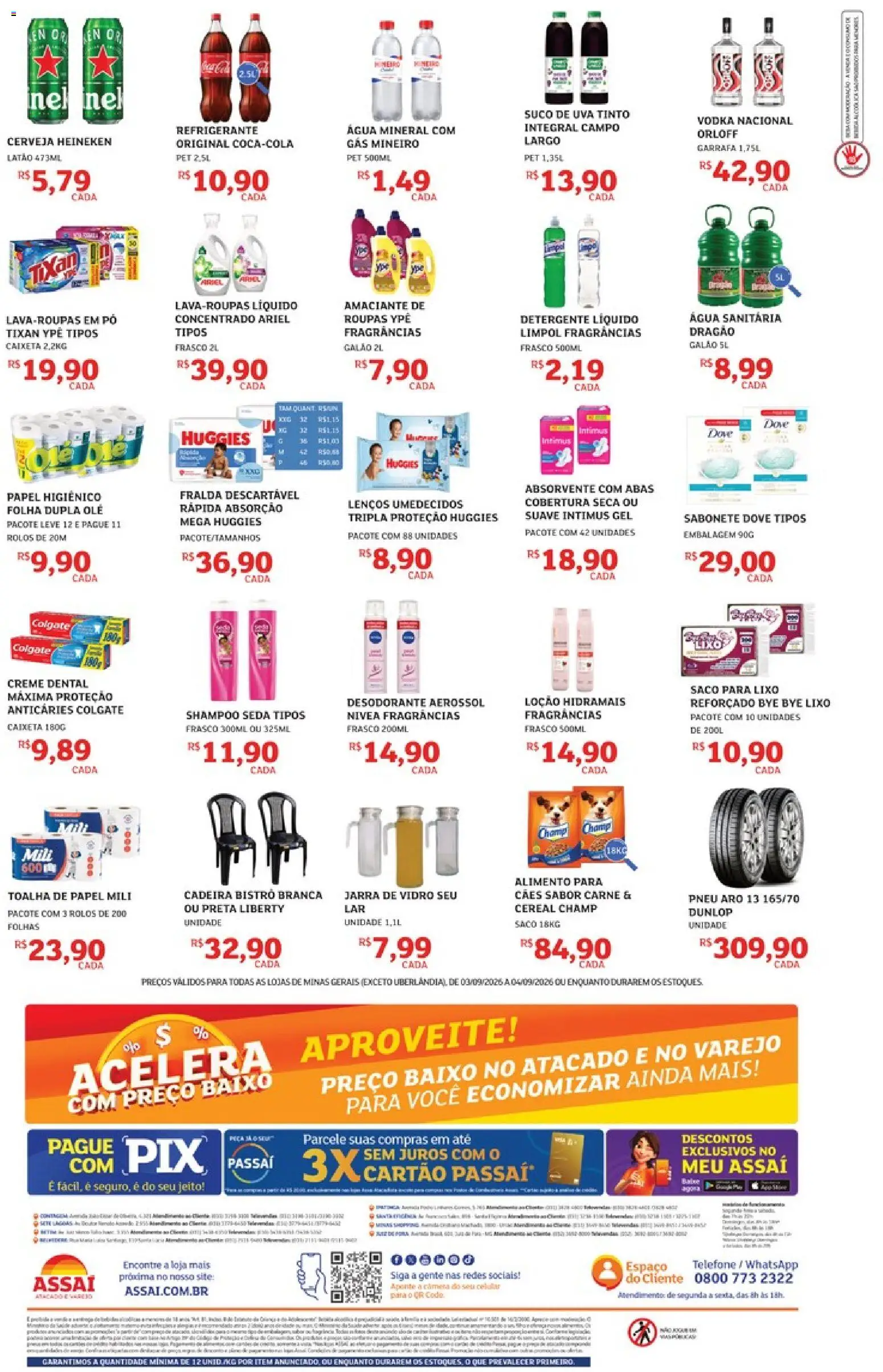 Assaí Atacadista Folheto - válido de 03/09/2026 | Página: 2 | Produtos: Roupas, Vodka, Telefone, Creme dental