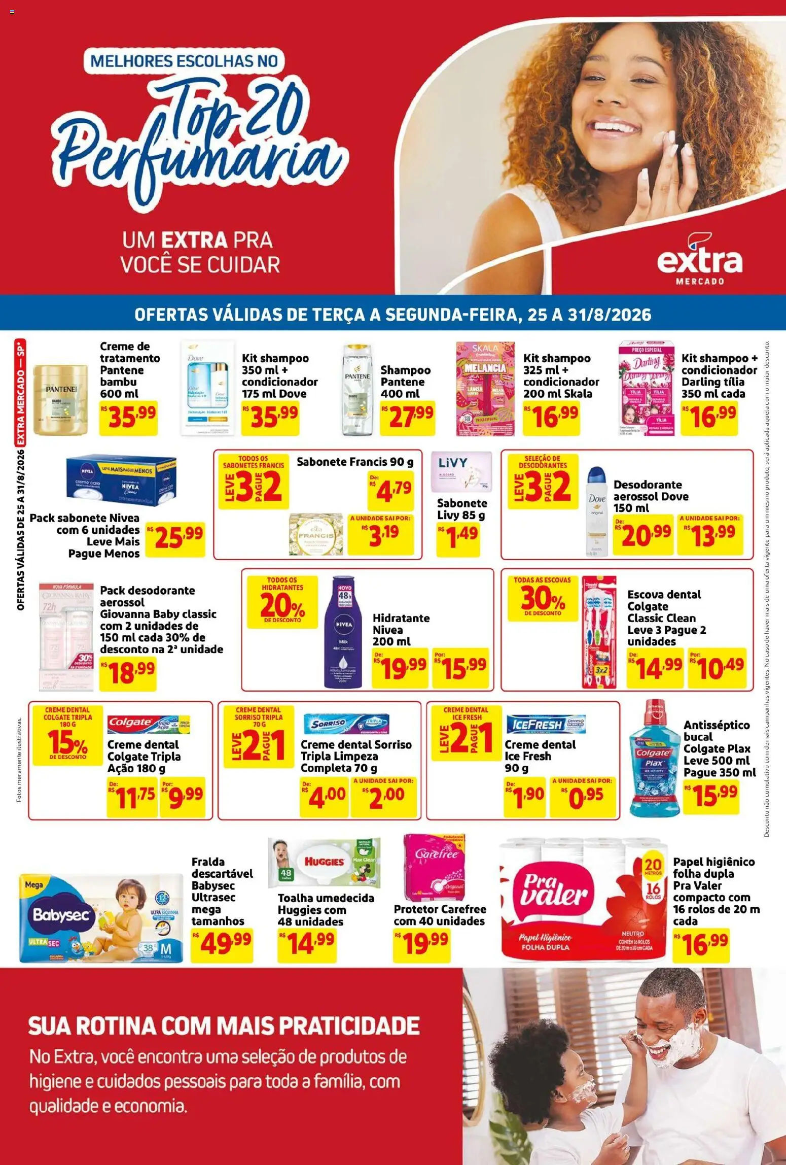 Extra Folheto - válido de 25/08/2026 | Página: 2 | Produtos: Shampoo, Melancia, Caro, Papel higiênico