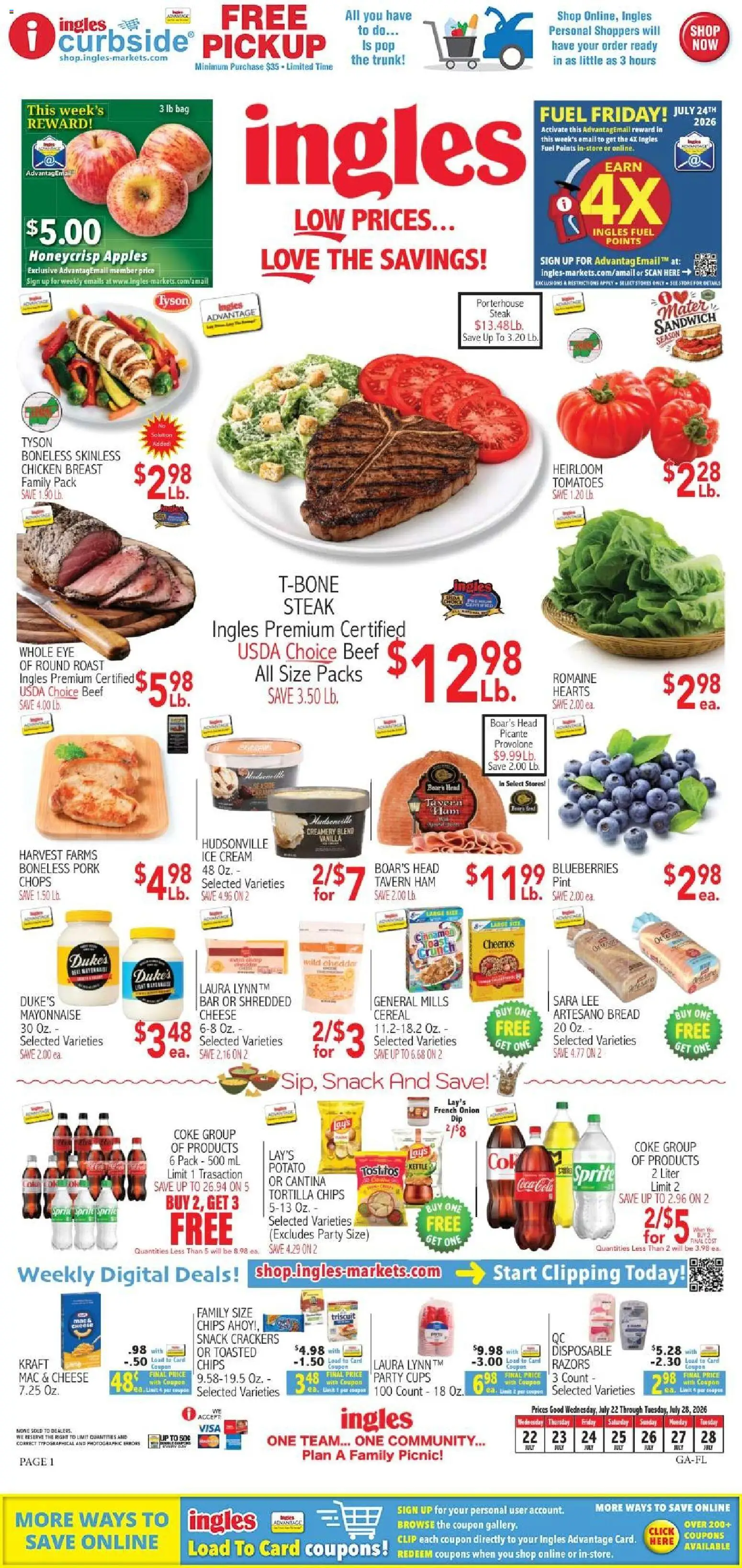 Ingles Weekly Ad - valid from 07/22/2026 | Page: 9 | Products: Cheese, Tomatoes, Beef, Onion