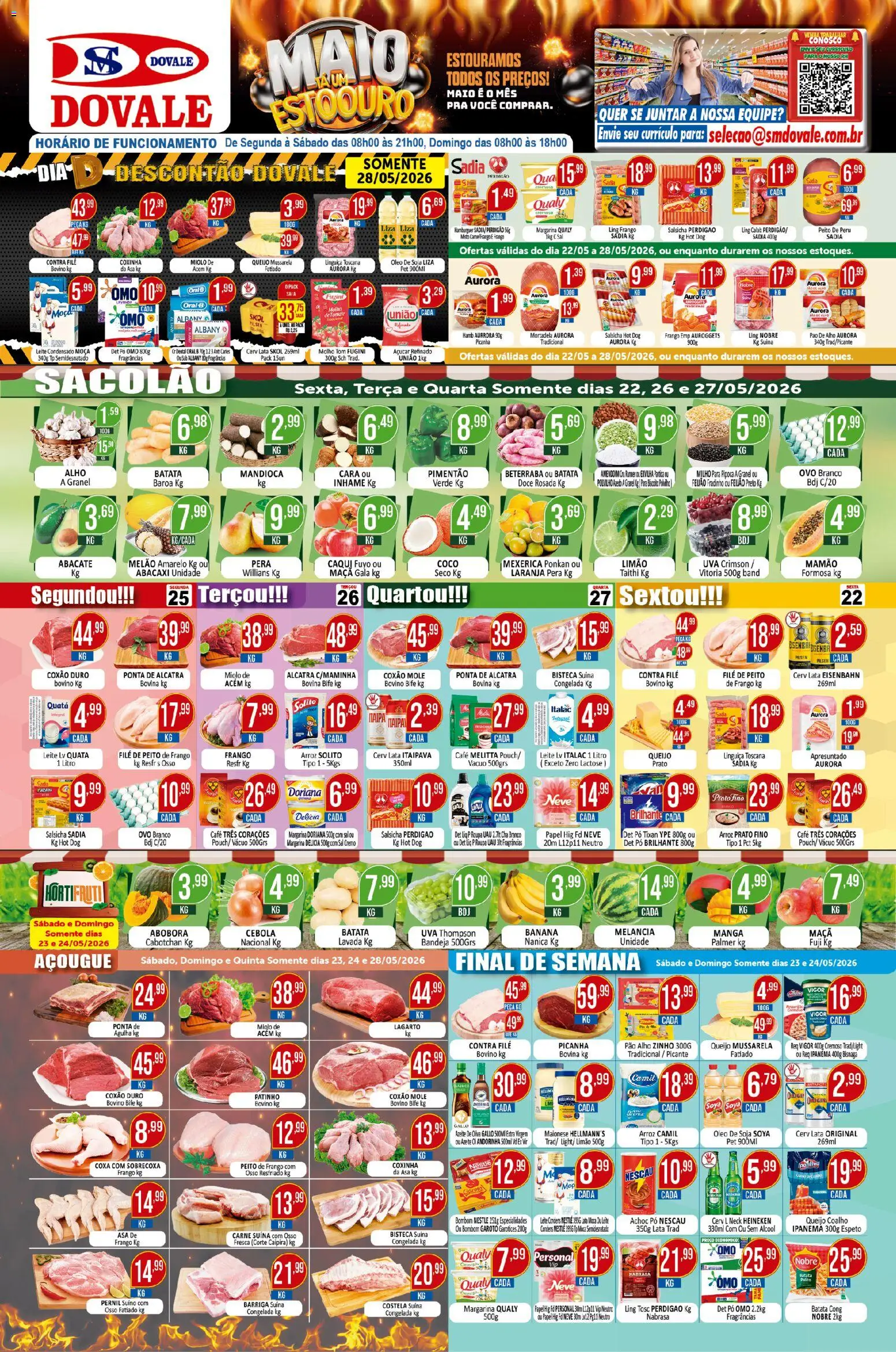 Dovale Folheto - válido de 22.05.2026 | Página: 1 | Produtos: Caqui, Pó, Salsicha, Abacaxi
