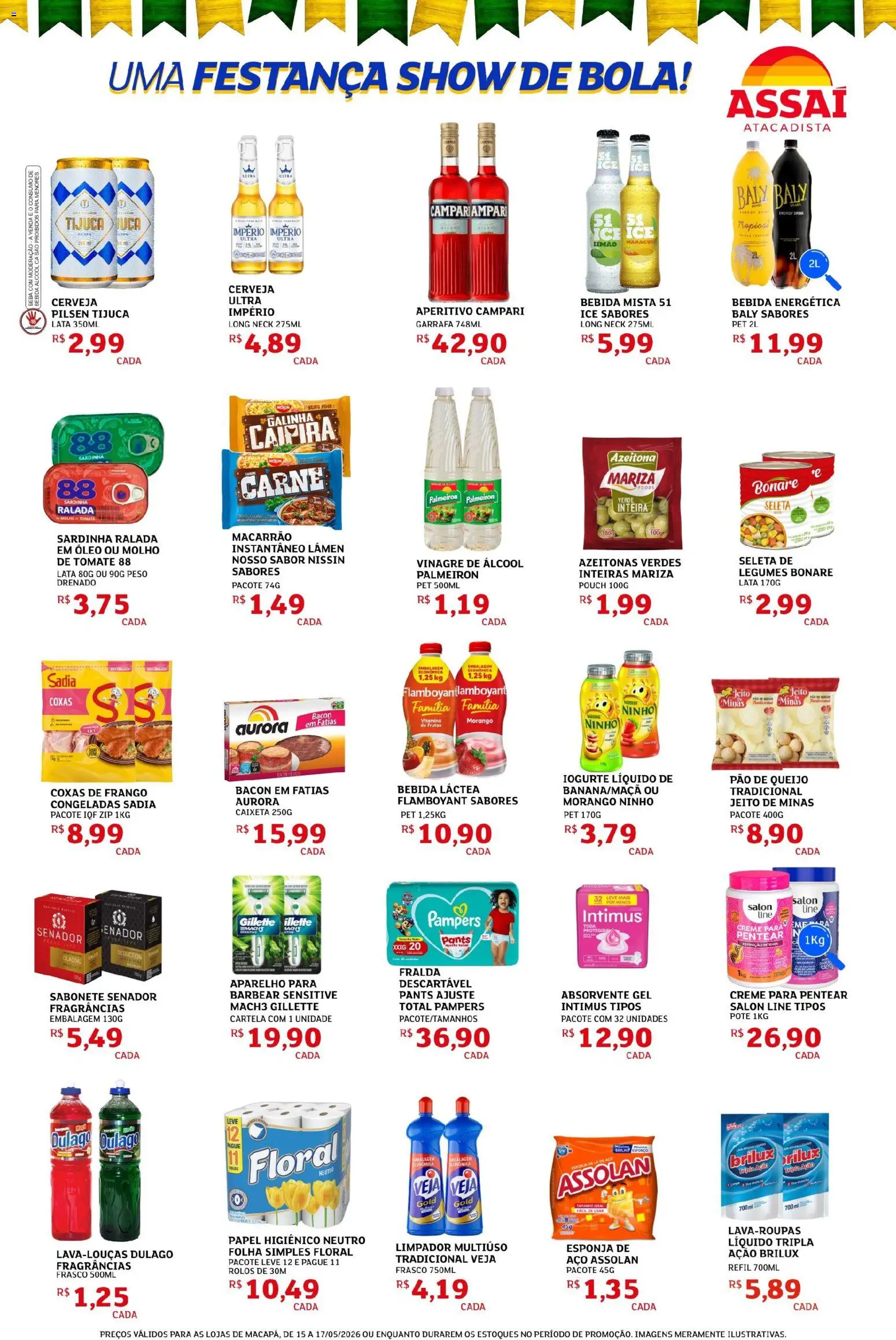 Assaí Atacadista Folheto - válido de 15.05.2026 | Página: 2 | Produtos: Limpador multiuso, Creme, Sardinha, Papel higiênico