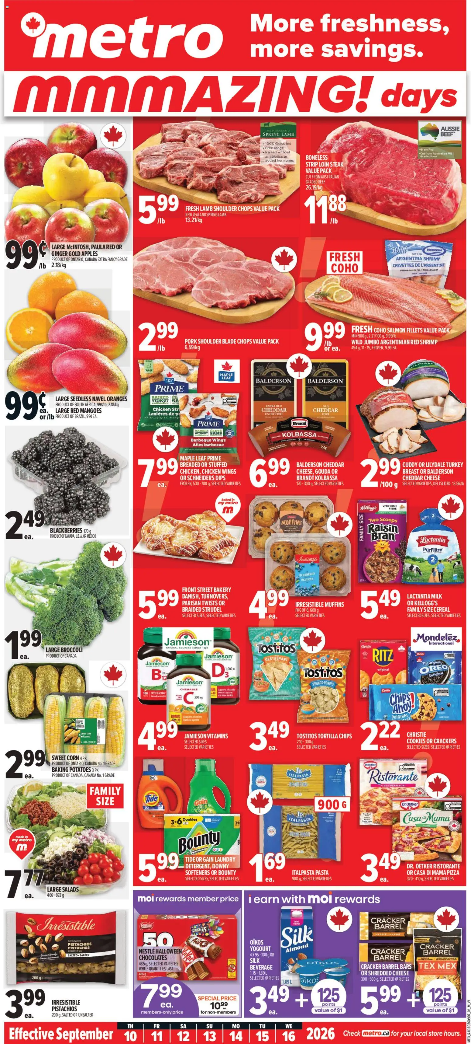 Metro flyer valid from Sep 10, 2026 | Page: 1 | Products: Crackers, Pistachios, Pork shoulder, Milk