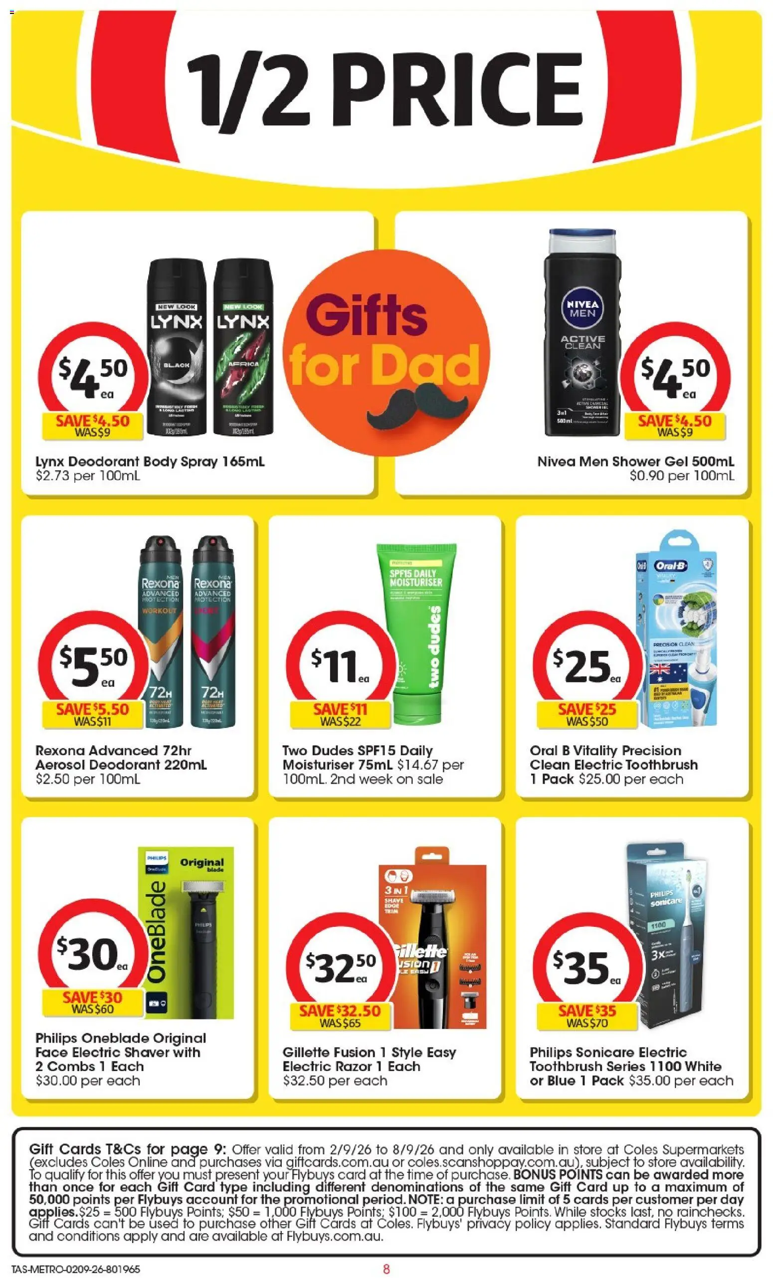 Coles catalogue - valid from 02/09/2026 | Page: 9 | Products: Moisturiser, Toothbrush, Electric shaver, Electric toothbrush
