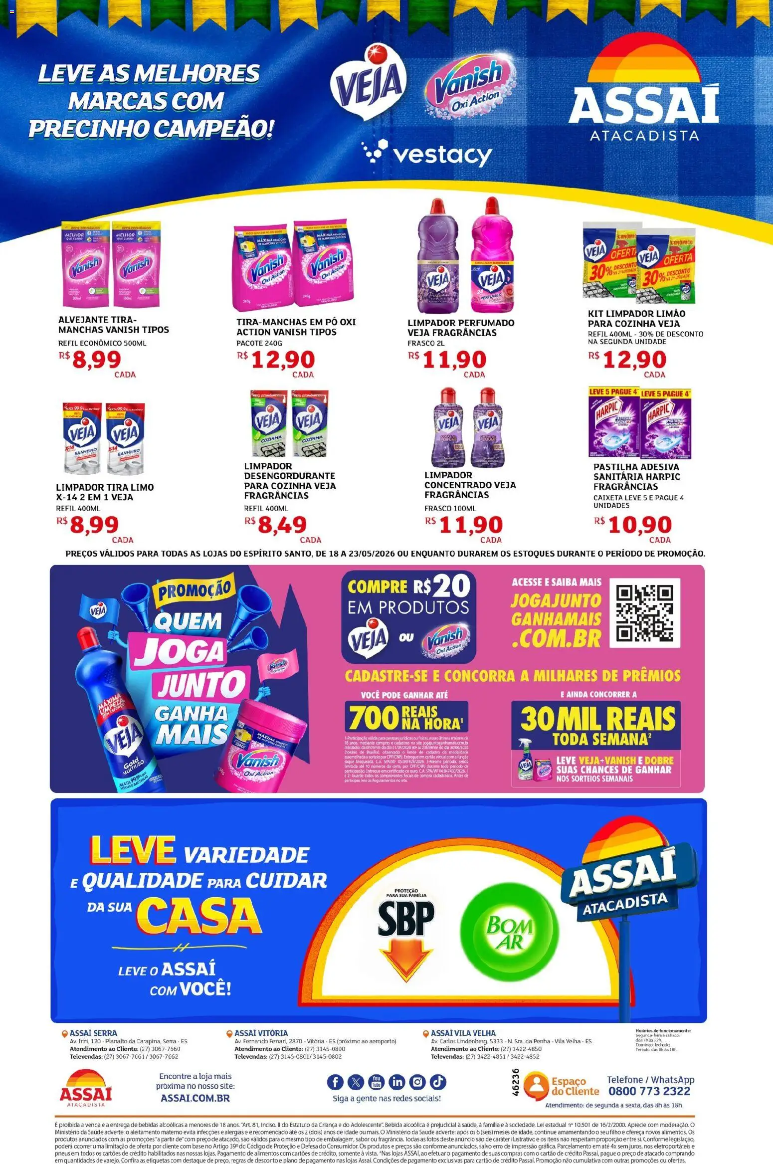 Assaí Atacadista Folheto - válido de 18.05.2026 | Página: 2 | Produtos: Alvejante, Desengordurante, Saquê, Base