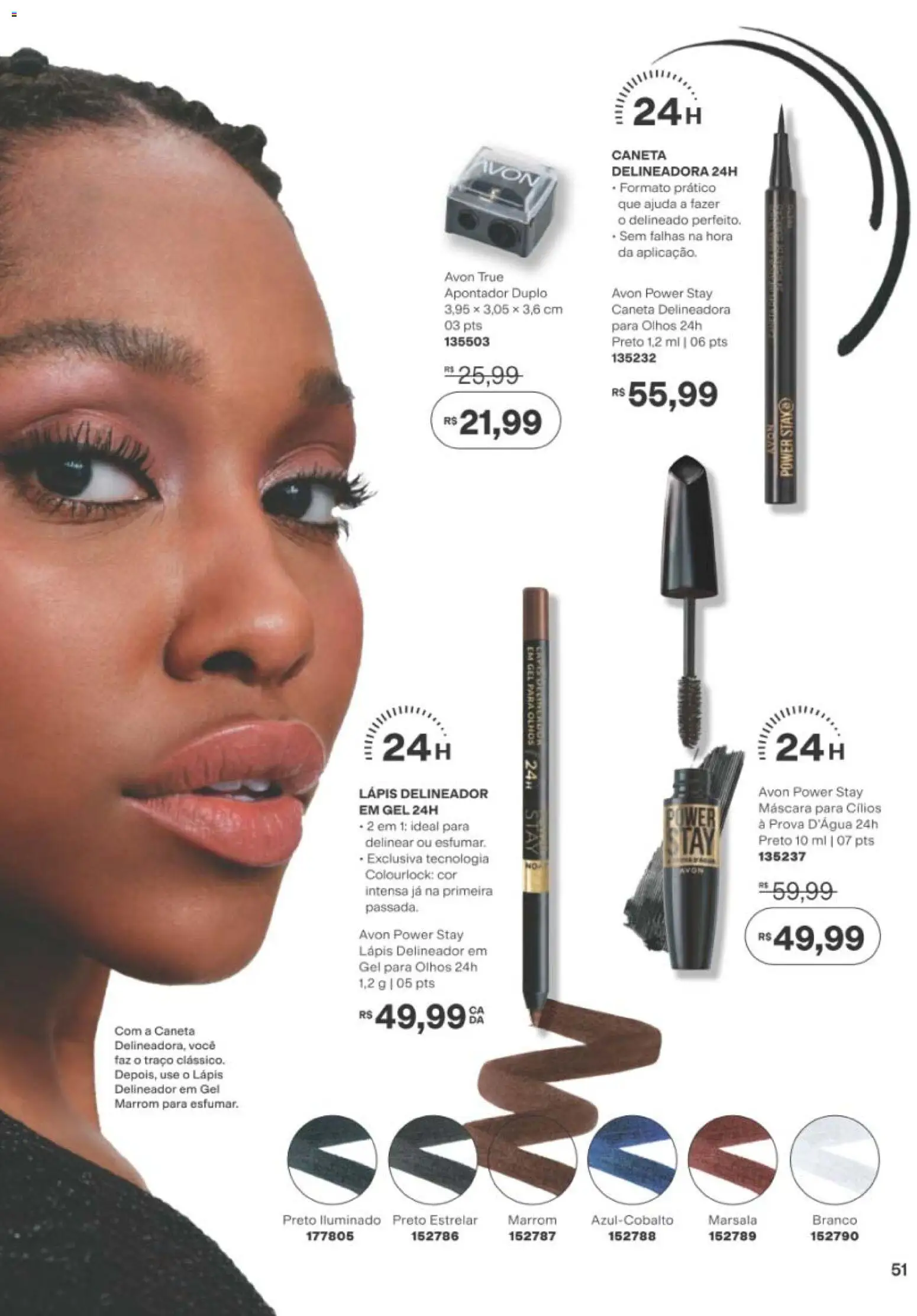 Avon Folheto - válido de 19/07/2026 | Página: 51 | Produtos: Máscara para cílios, Delineador, Lápis, Caneta