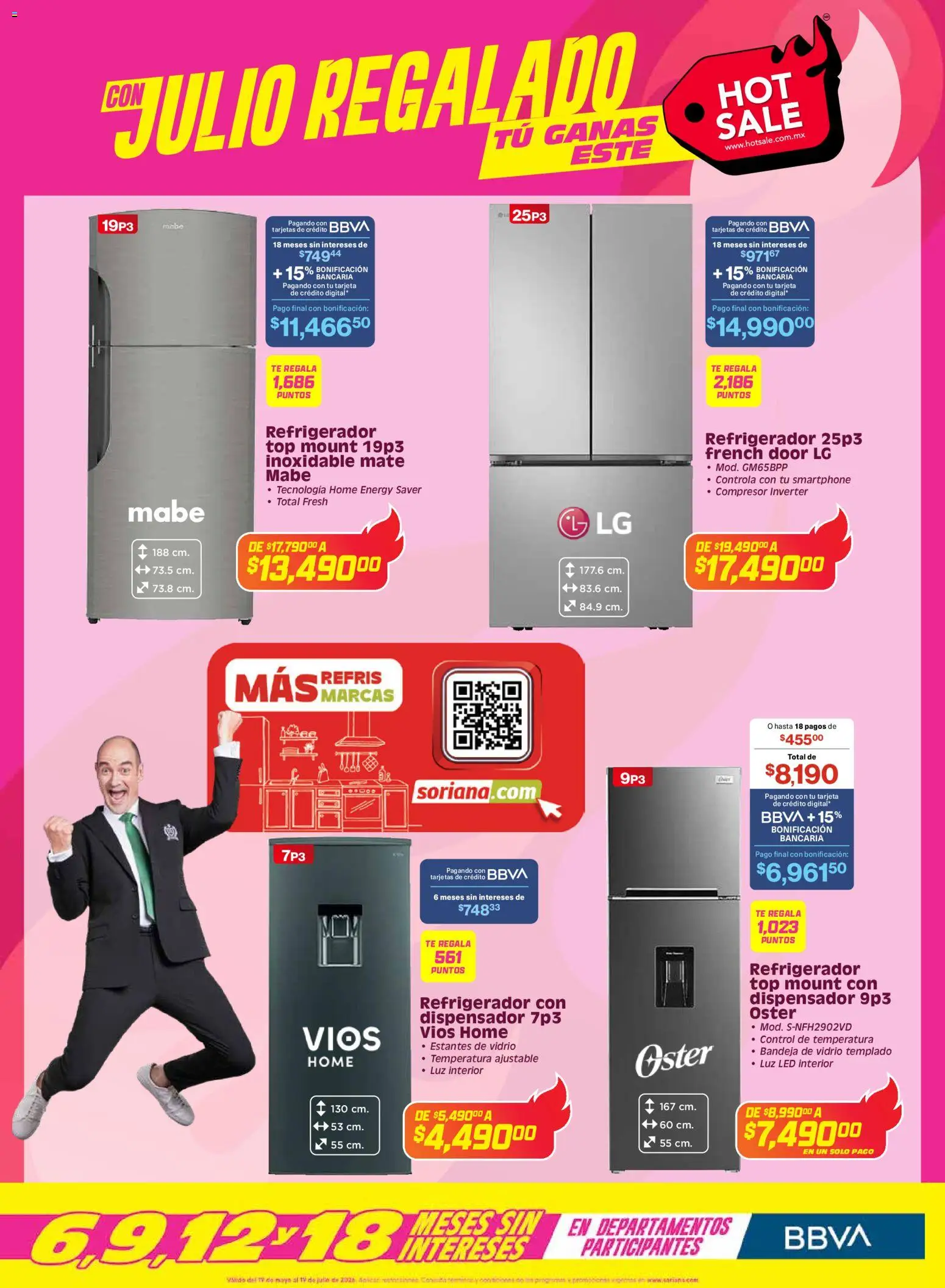 Nuevas ofertas de Soriana válidas en toda la República Mexicana desde el 25.05.2026. ¡Encuentra las mejores ofertas en Soriana Hot Sale Híper Nacional! | Página: 19 | Productos: Refrigerador, Mate, Top, Té