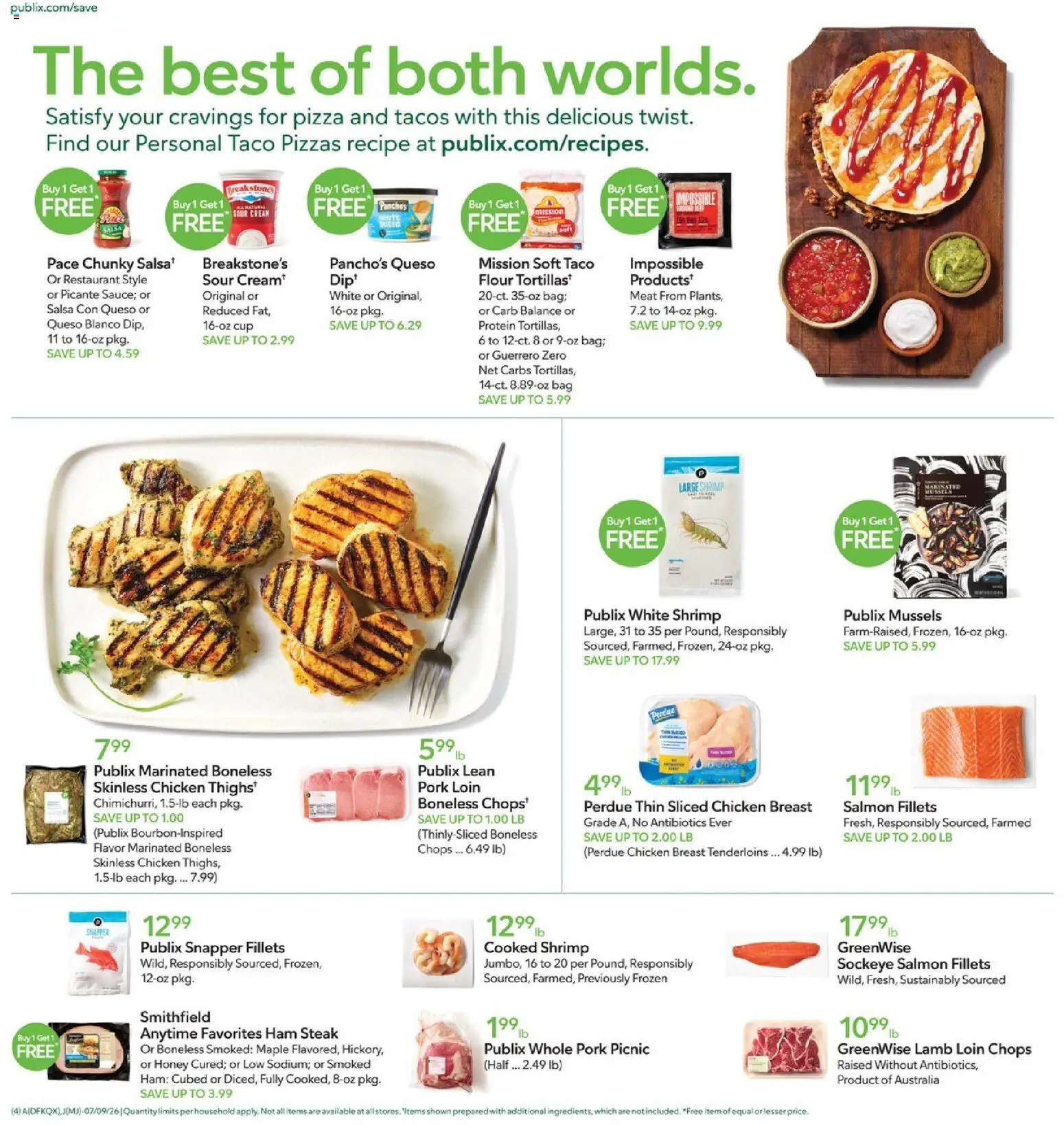 Publix Weekly Ad - valid from 07/08/2026 | Page: 4 | Products: Pork loin, Chicken, Flour, Bag