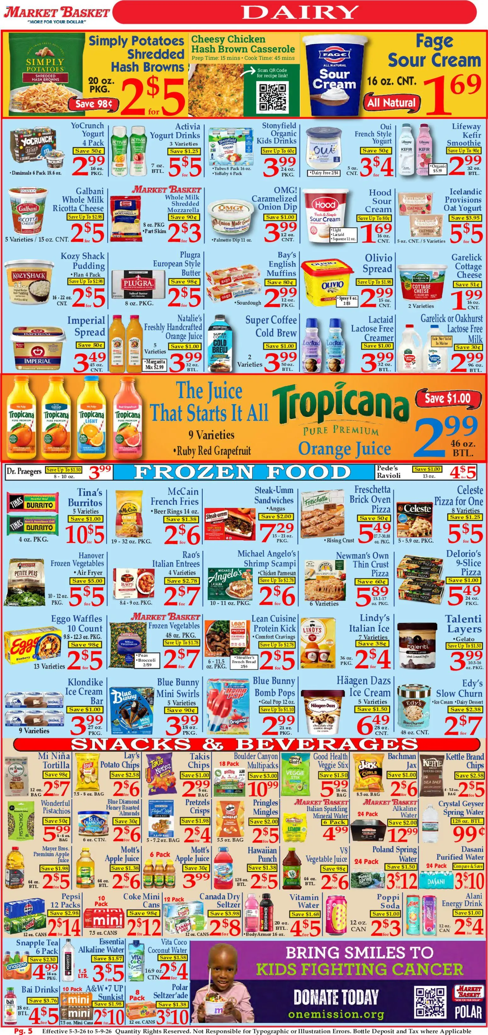Market Basket Ad - valid from 03.05.2026 | Page: 5 | Products: Butter, Tea, Cream, Water