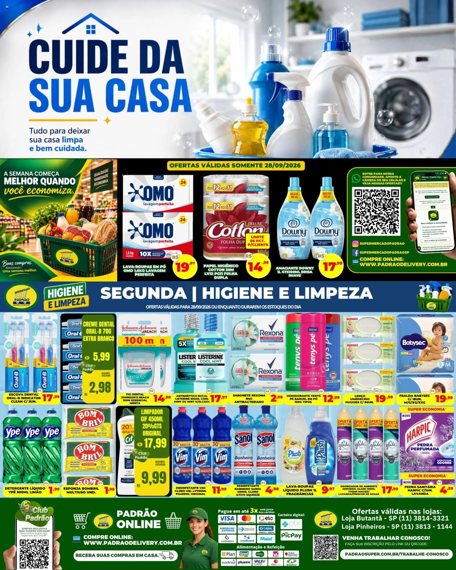 Supermercado Padrão Folheto - válido de 28/09/2026 | Página: 1 | Produtos: Celular, Detergente, Creme, Fio dental
