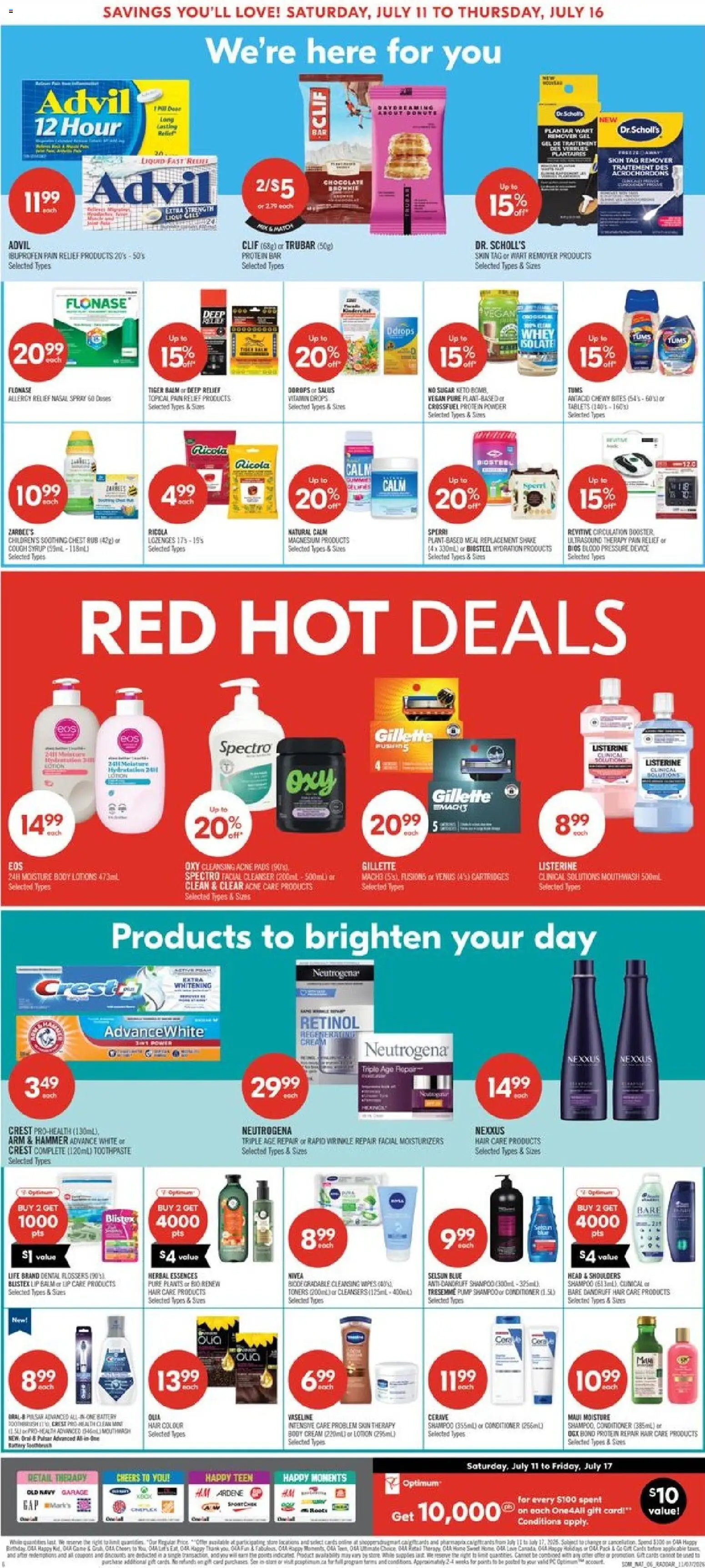 Shoppers flyer valid from Jul 10, 2026 | Page: 8 | Products: Cream, Shampoo, Toothpaste, Chocolate
