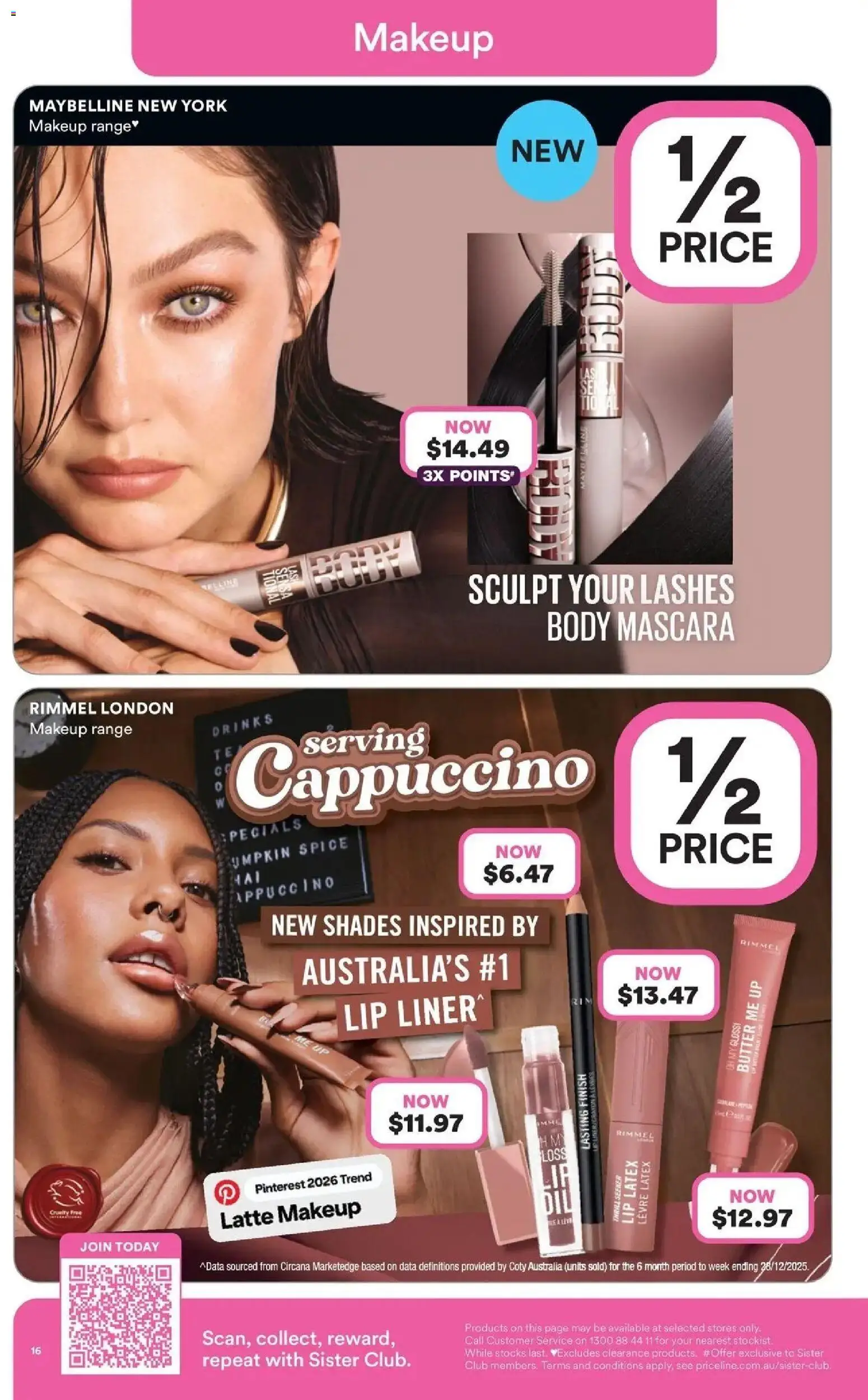 Priceline Pharmacy catalogue - valid from 23.04.2026 | Page: 16 | Products: Mascara, Butter, Pumpkin, Lip liner