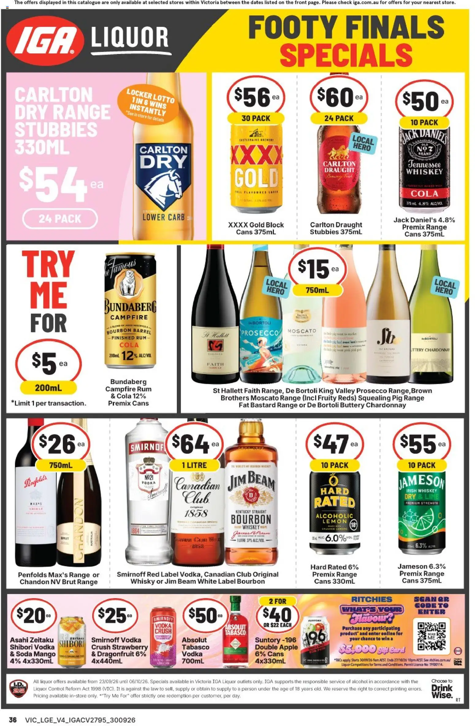 IGA catalogue - valid from 30/09/2026 | Page: 10 | Products: Prosecco, Whiskey, Mango, Jack Daniel’s