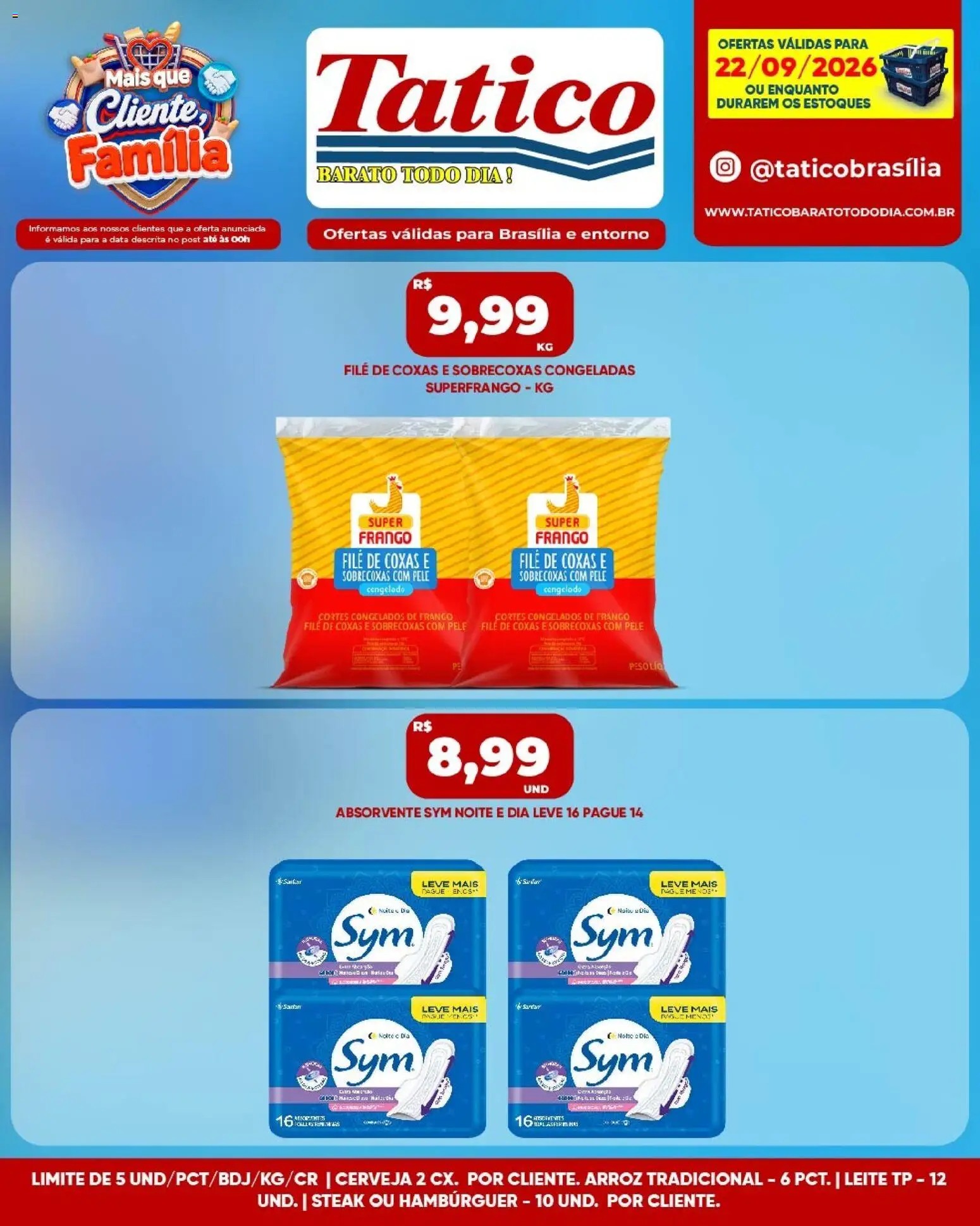 Tatico Folheto - válido de 22/09/2026 | Página: 7 | Produtos: Steak, Cerveja, Frango, Absorvente