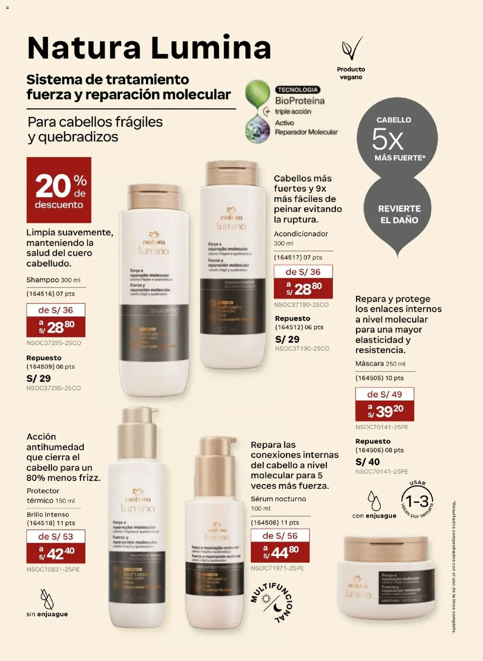 Catálogo Natura válido desde 31/03/2026 | Página: 135 | Productos: Máscara, Shampoo, Acondicionador, Proteína