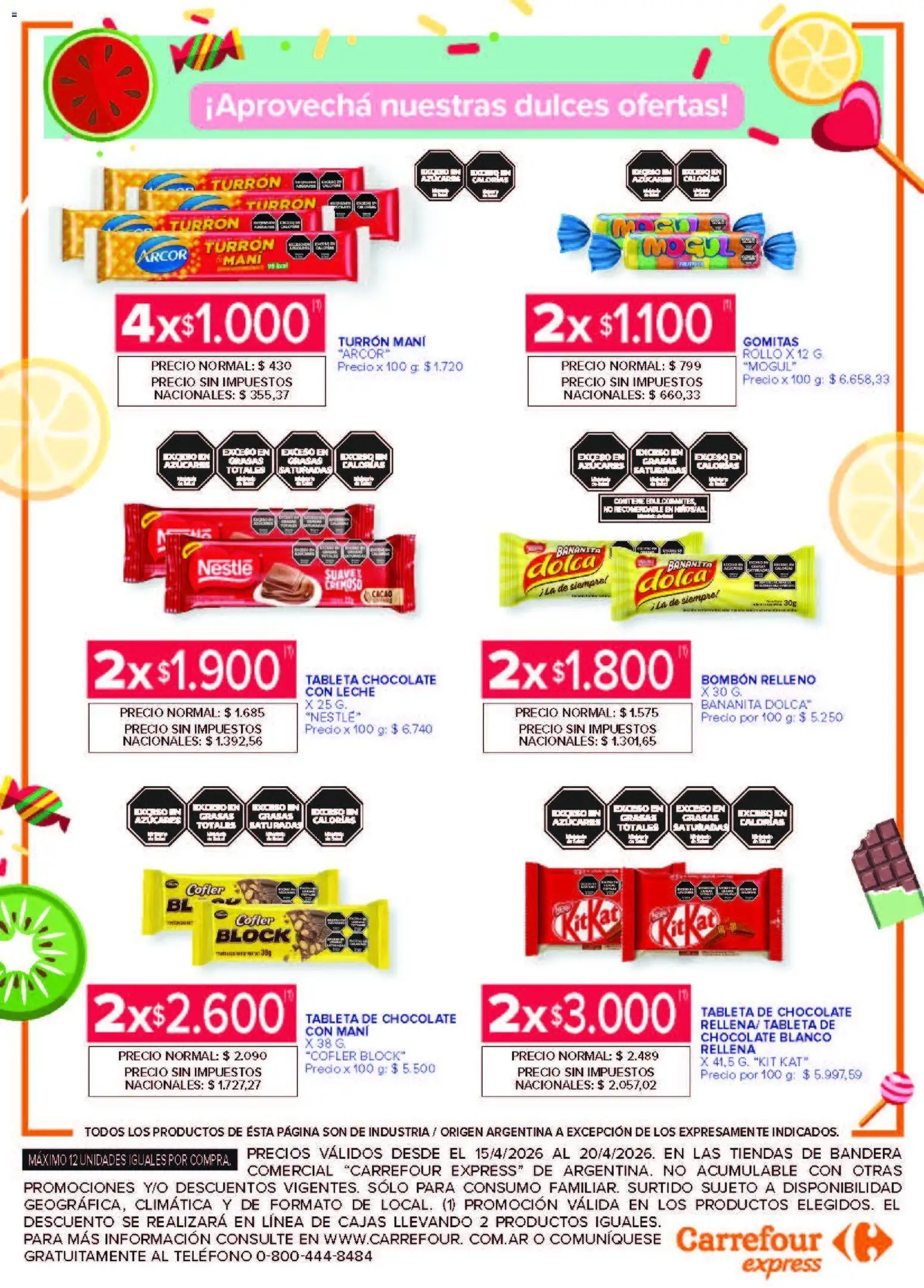 Carrefour Express  │ válido desde el 15.04.2026 | Página: 4 | Productos: Tableta, Mani, Chocolate, Cacao