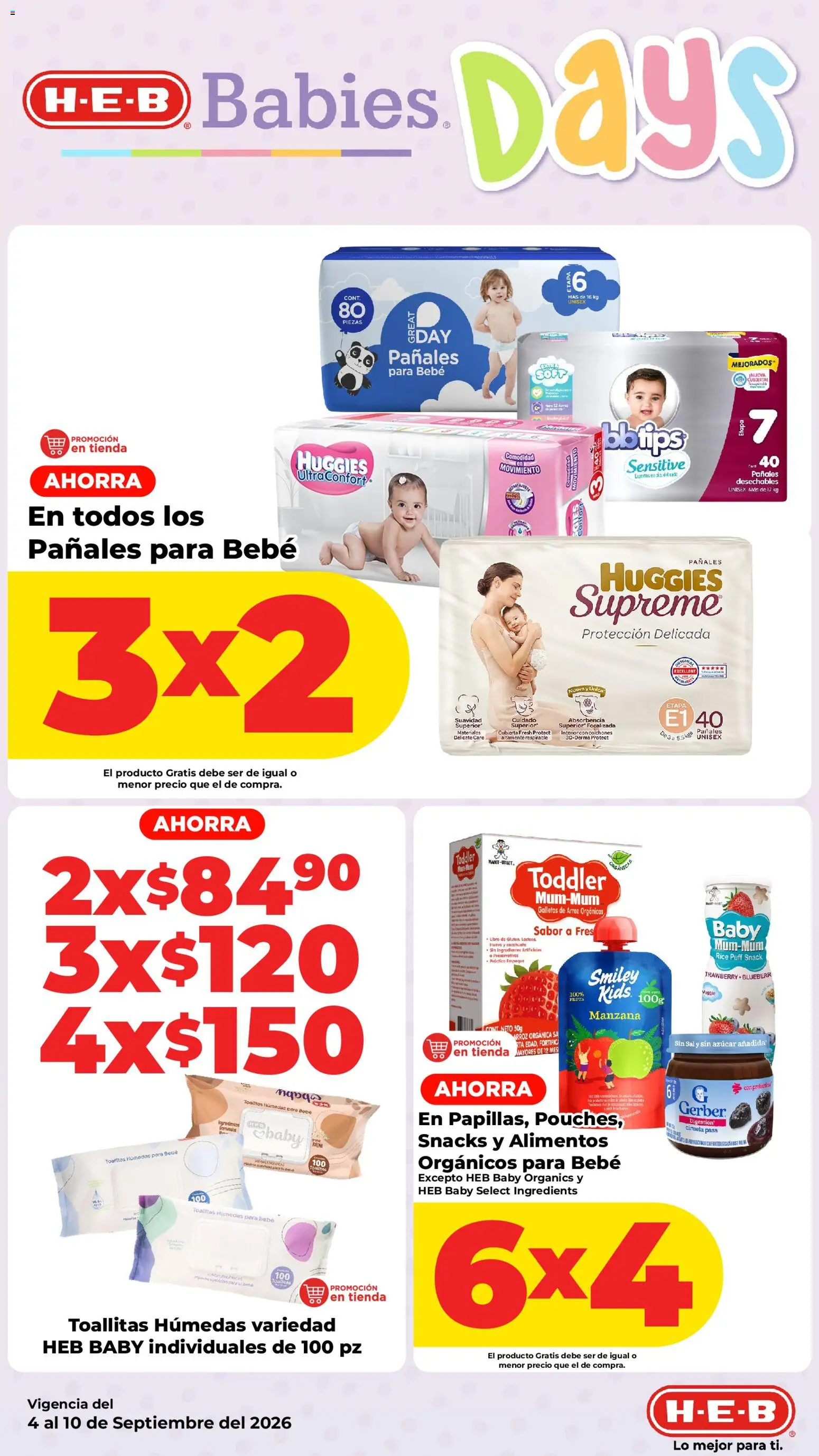 Nuevas ofertas de H-E-B válidas en toda la República Mexicana desde el 04/09/2026. ¡Encuentra las mejores ofertas en H-E-B folleto! | Página: 12 | Productos: Toallitas húmedas, Galletas de arroz, Preservativos, Ingredientes