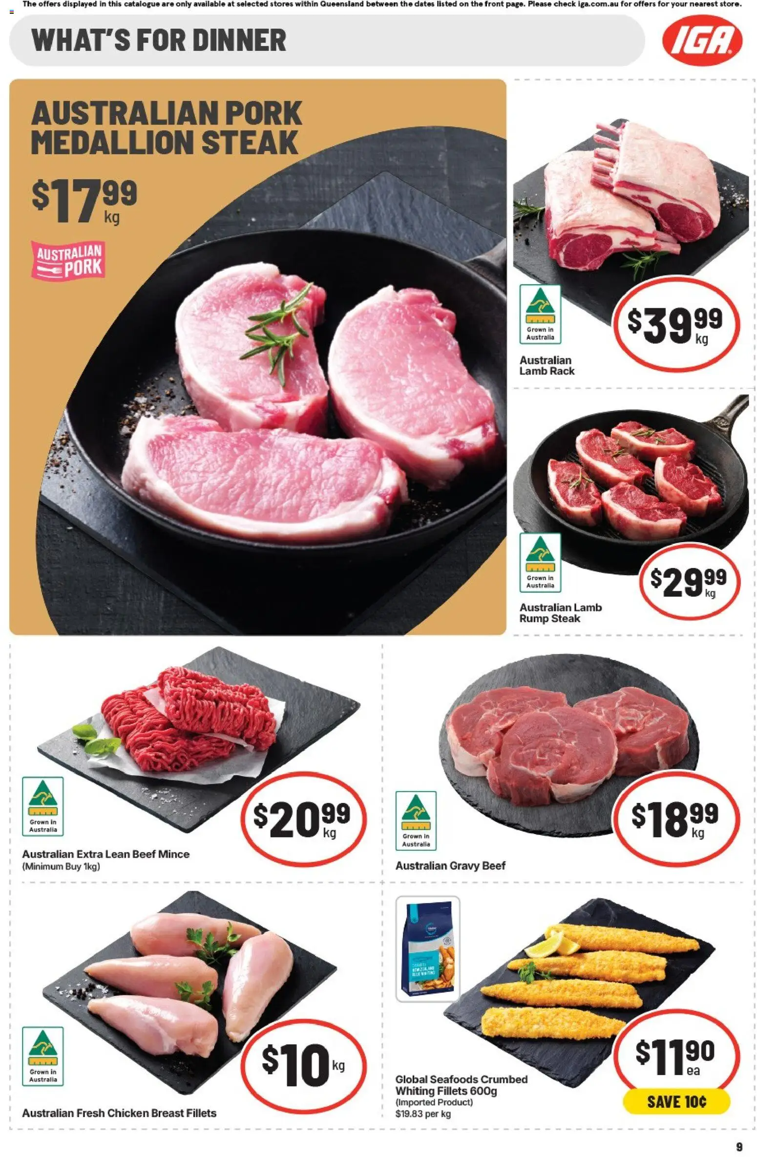 IGA catalogue - valid from 26/08/2026 | Page: 9 | Products: Chicken, Pork, Beef, Rump steak