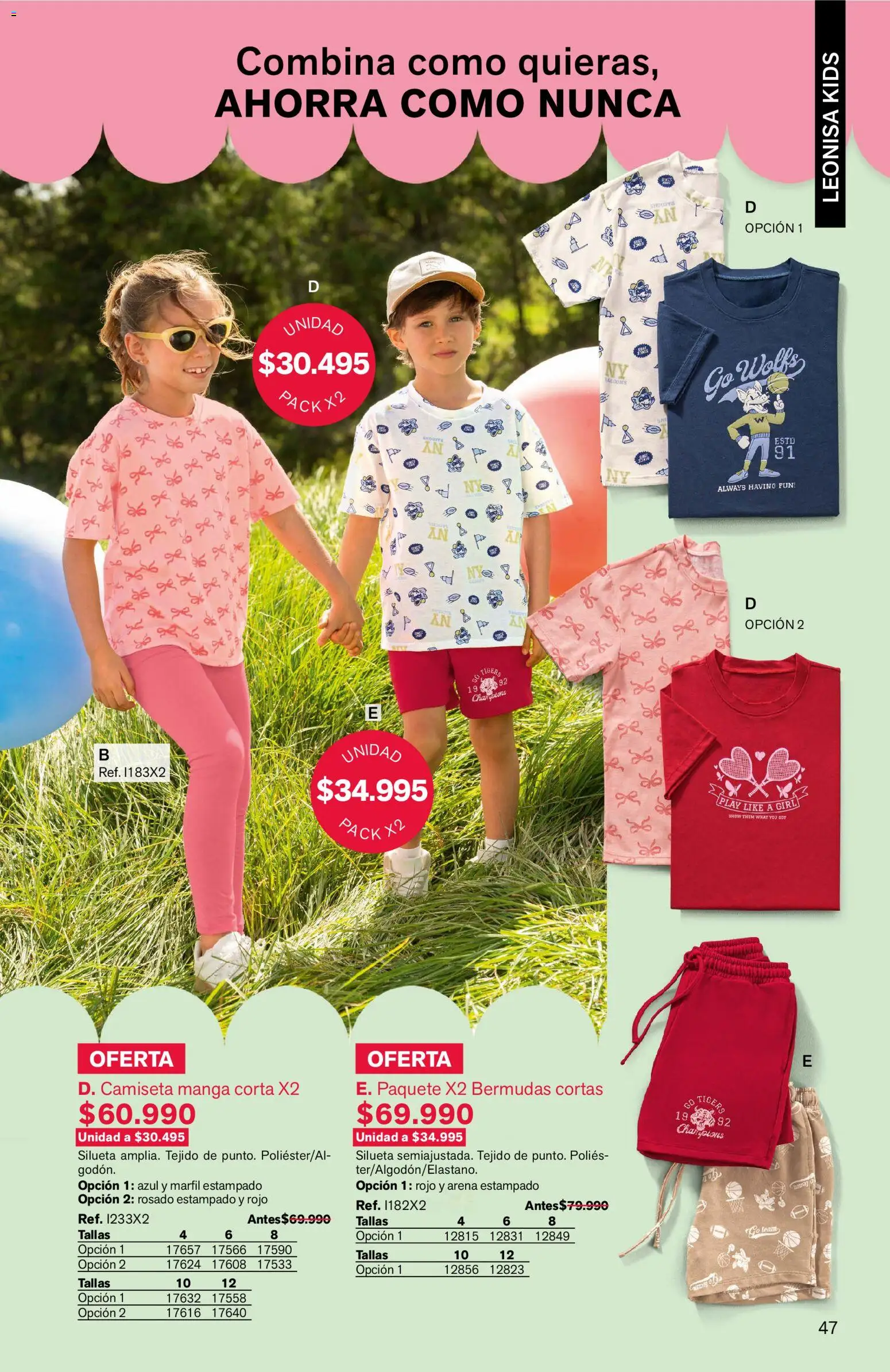 Leonisa revista - valida desde el 04.06.2026 | Página: 47 | Productos: Camiseta, Bermudas