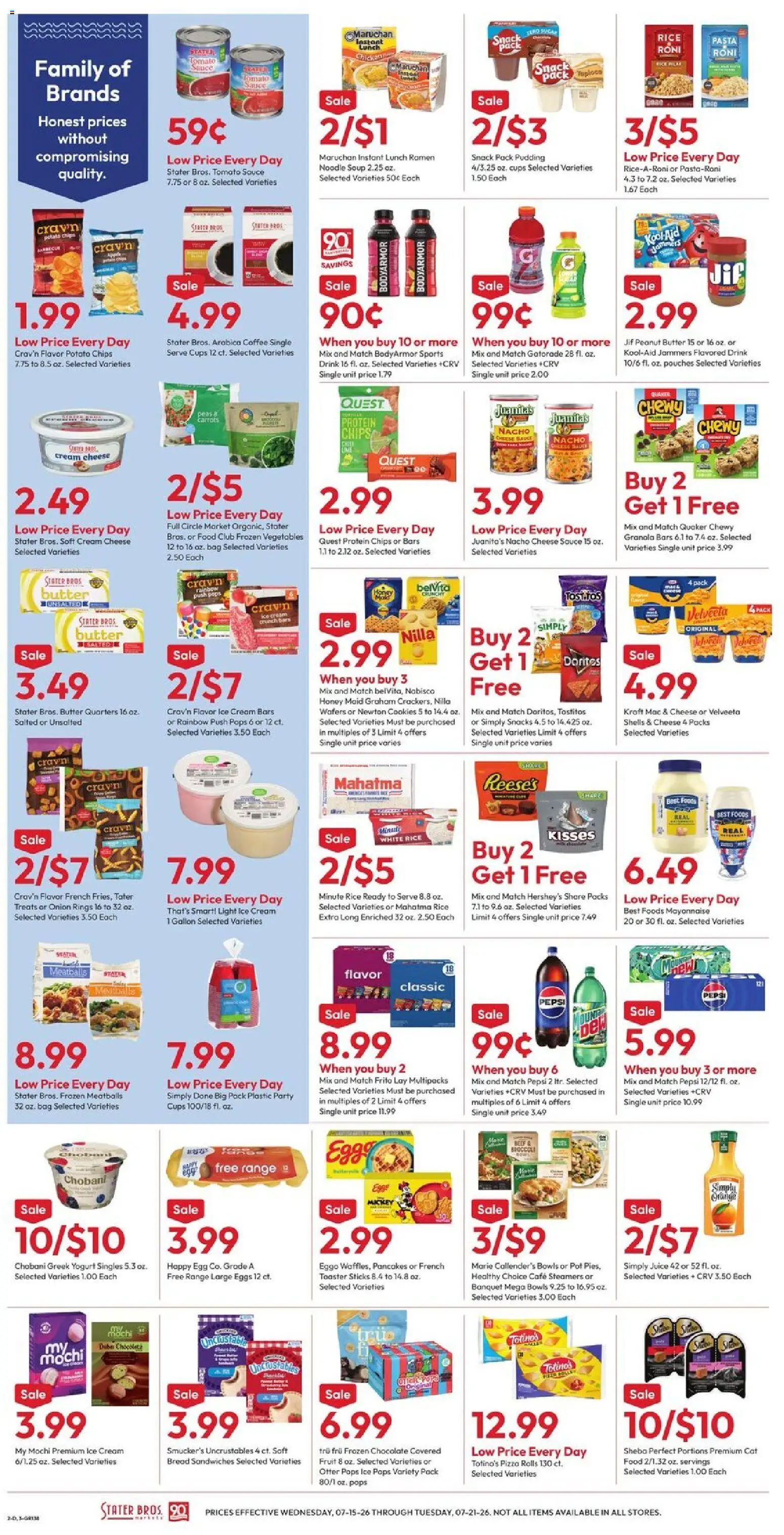 Stater Bros Weekly Ad - valid from 07/15/2026 | Page: 2 | Products: Cheese, Coffee, Pizza, Bag