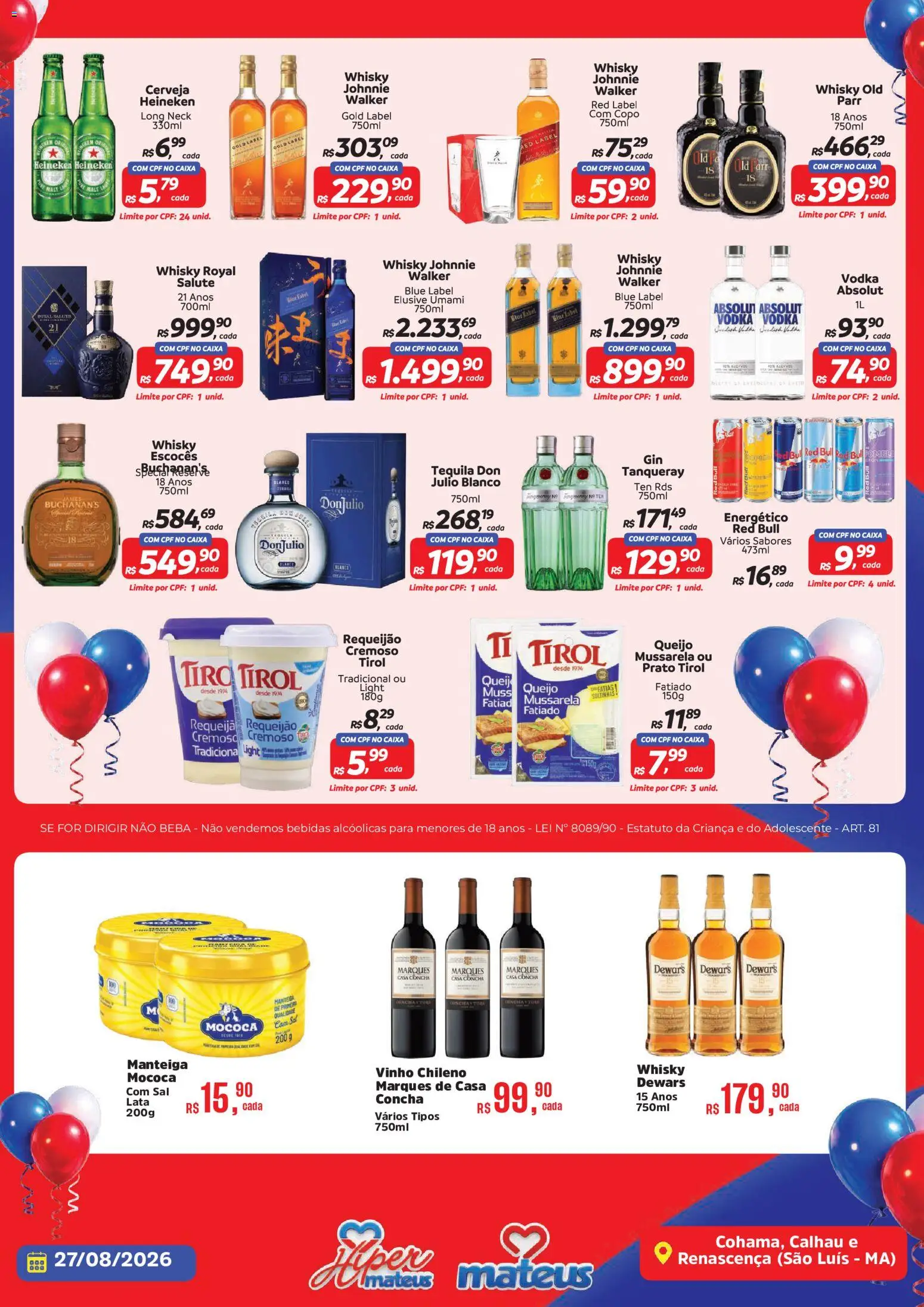 Mateus Folheto - válido de 27/08/2026 | Página: 3 | Produtos: Bebidas, Vinho, Cerveja, Chá