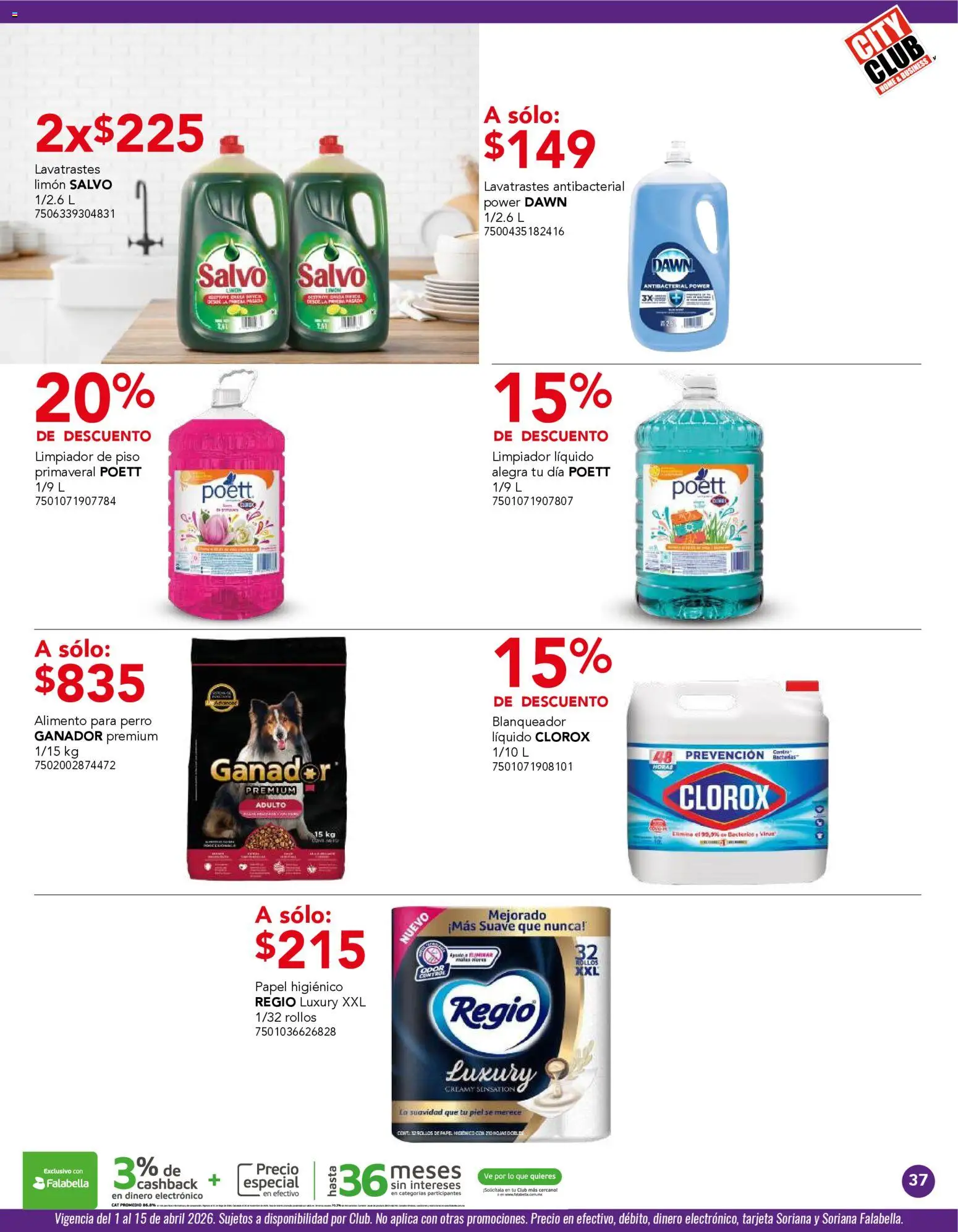 Nuevas ofertas de City Club válidas en toda la República Mexicana desde el 01.04.2026. ¡Encuentra las mejores ofertas en City Club catálogo! | Página: 37 | Productos: Limón, Limpiador, Papel higiénico