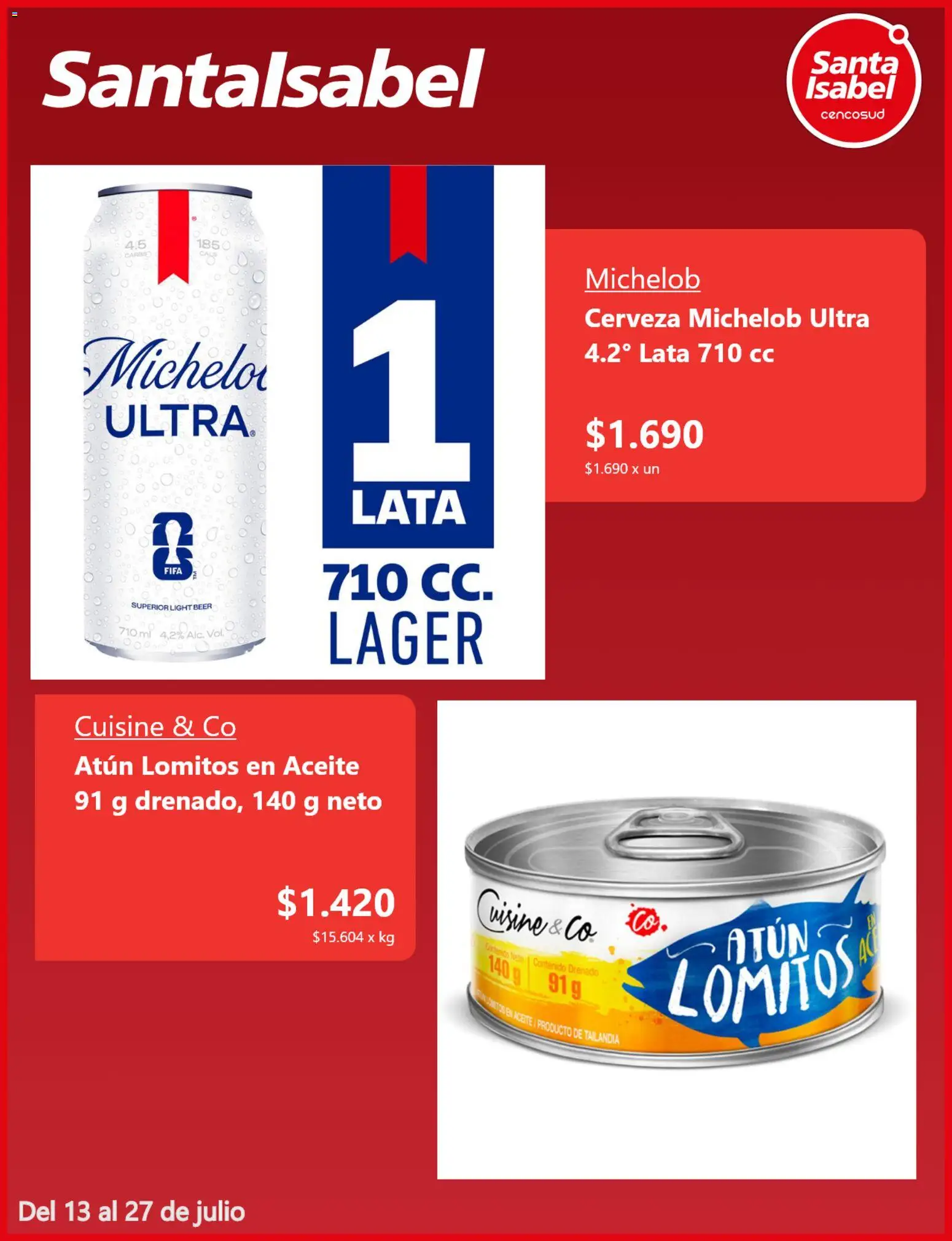 Santa Isabel Ofertas │ válido desde el 12.07.2026 | Página: 4 | Productos: Atún, Cerveza, Aceite