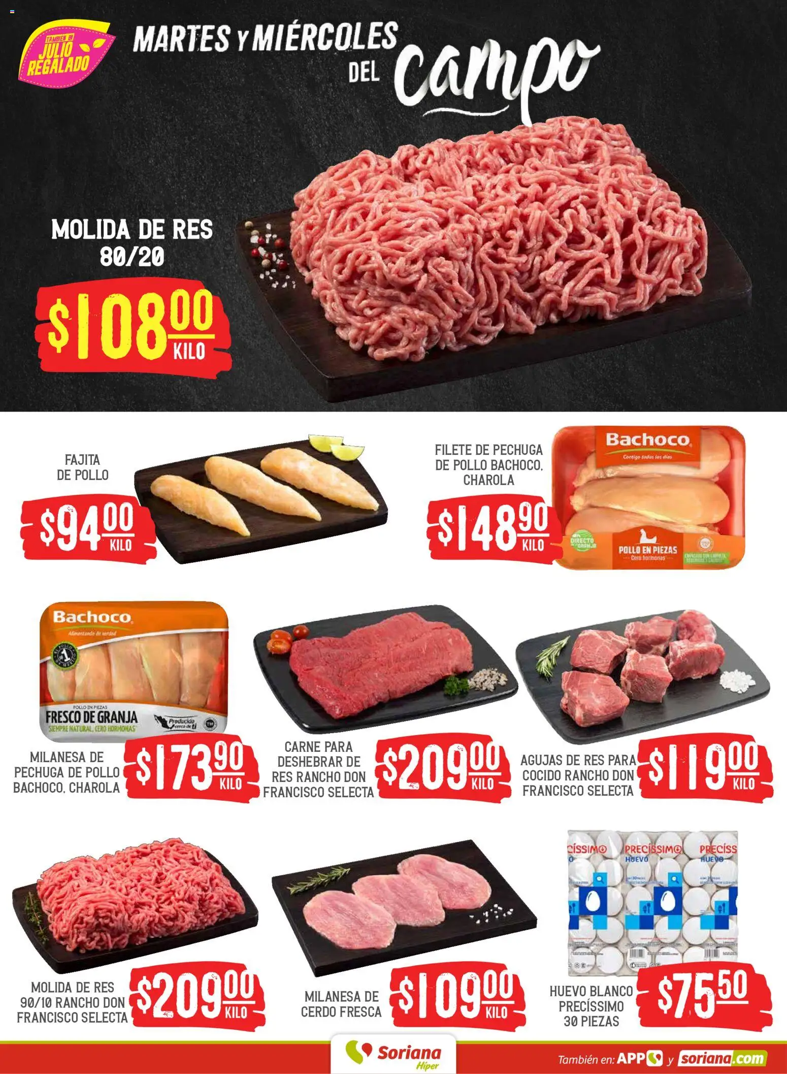 Nuevas ofertas de Soriana válidas en toda la República Mexicana desde el 26.05.2026. ¡Encuentra las mejores ofertas en Soriana Martes y Miércoles del Campo Híper: Tijuana, Mexicali, Ensenada, San Luis Río Colorado y Tecate! | Página: 4 | Productos: Pollo, Milanesa, Cerdo, Res